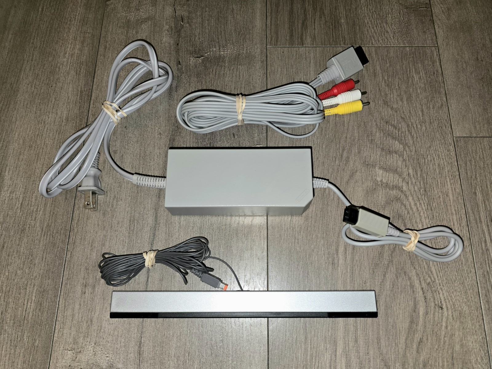 Original OEM Nintendo Brand Wii Power Cord, AV Cable, Sensor Bar Bundle – TESTED