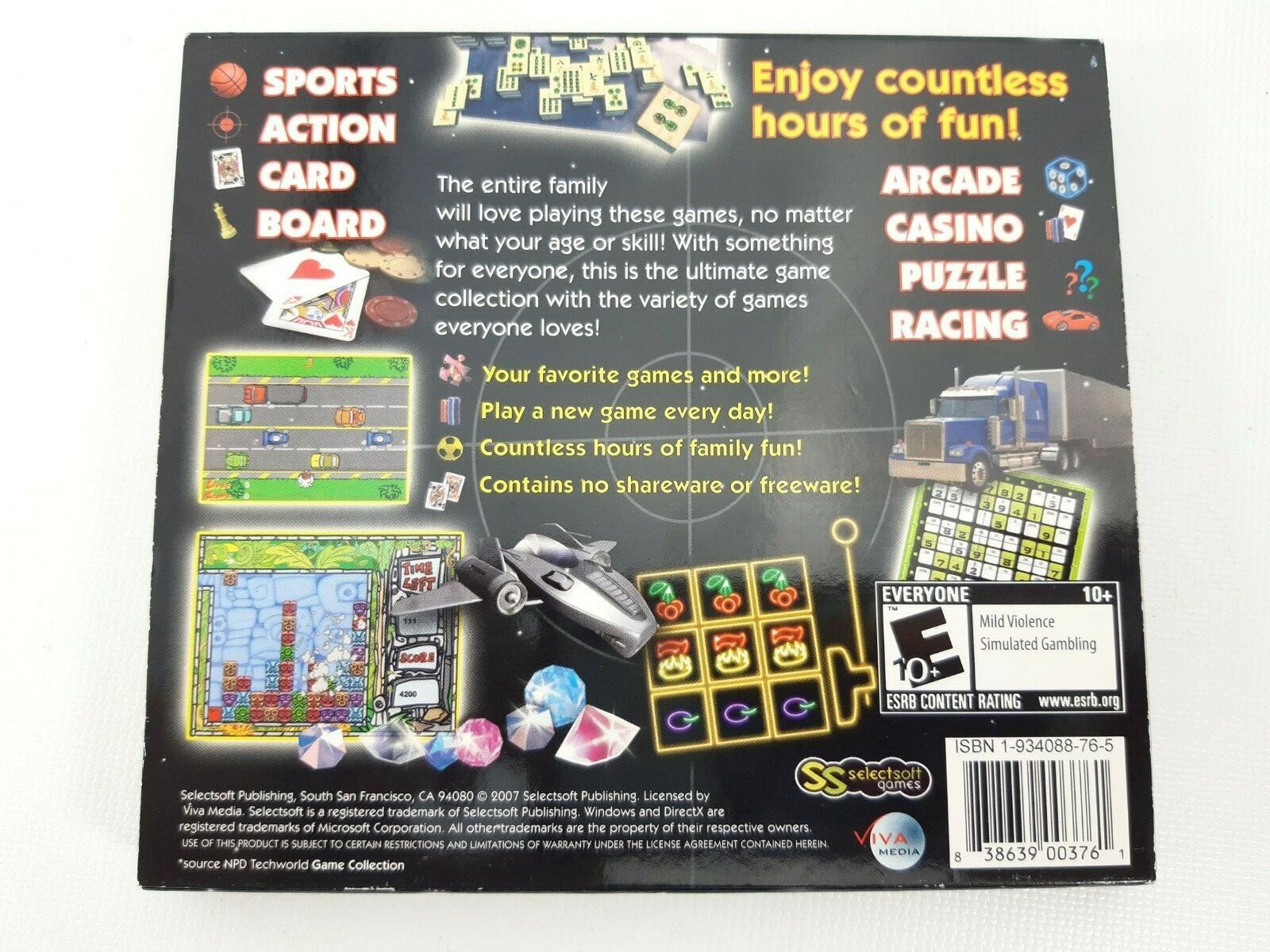 Microsoft PC Video Game 15,000 Games Arcade Casino Racing Action Sports Card