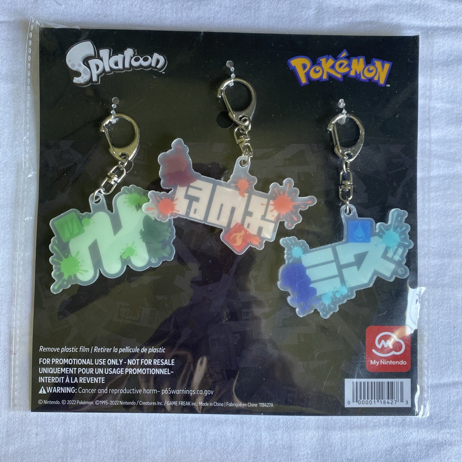 Splatoon x Pokemon My Nintendo Rewards Promo Keychain/Backpack Clip Set *NEW*