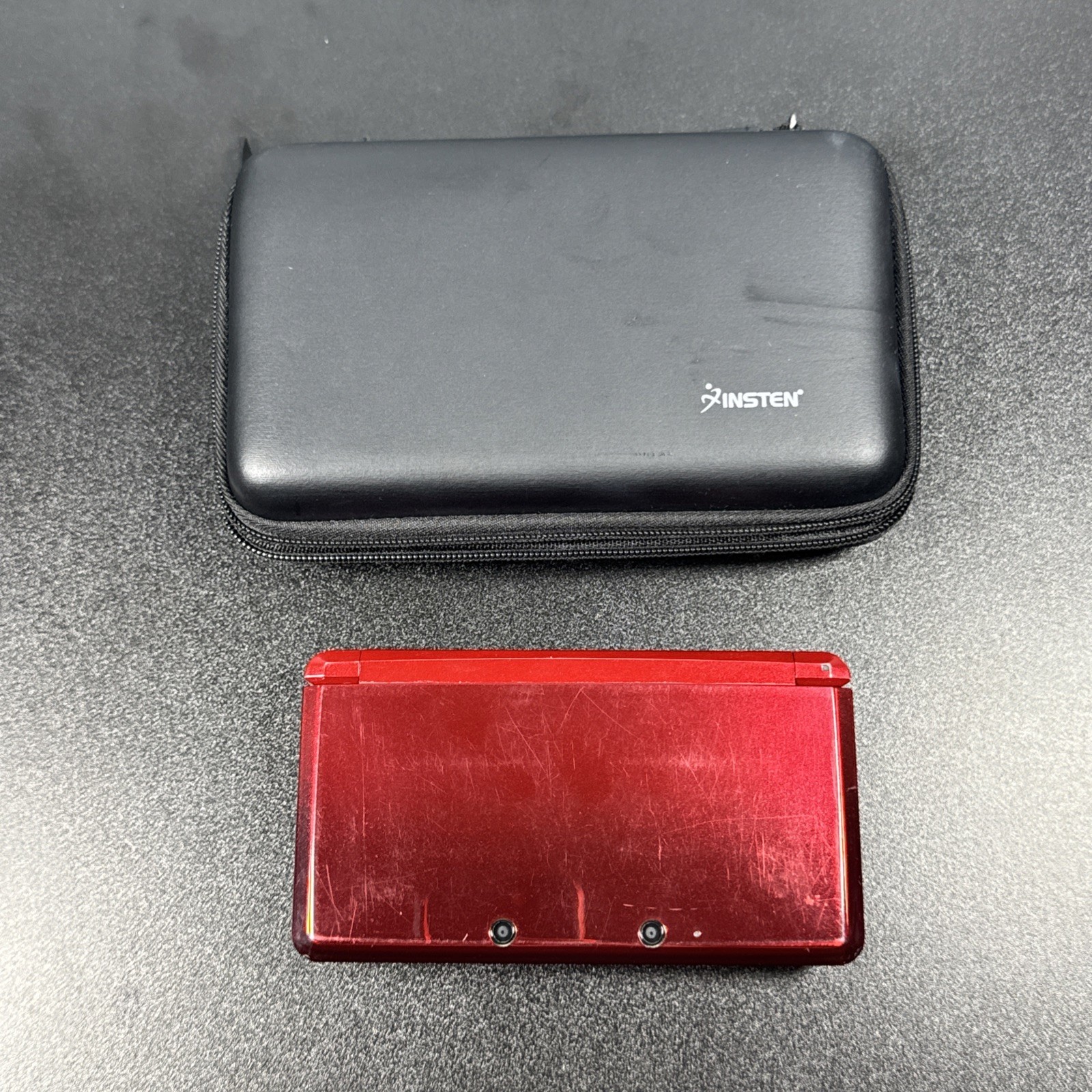 Nintendo 3DS Flame Red 32GB SD Card/game & Carry Case (Tested & Working)