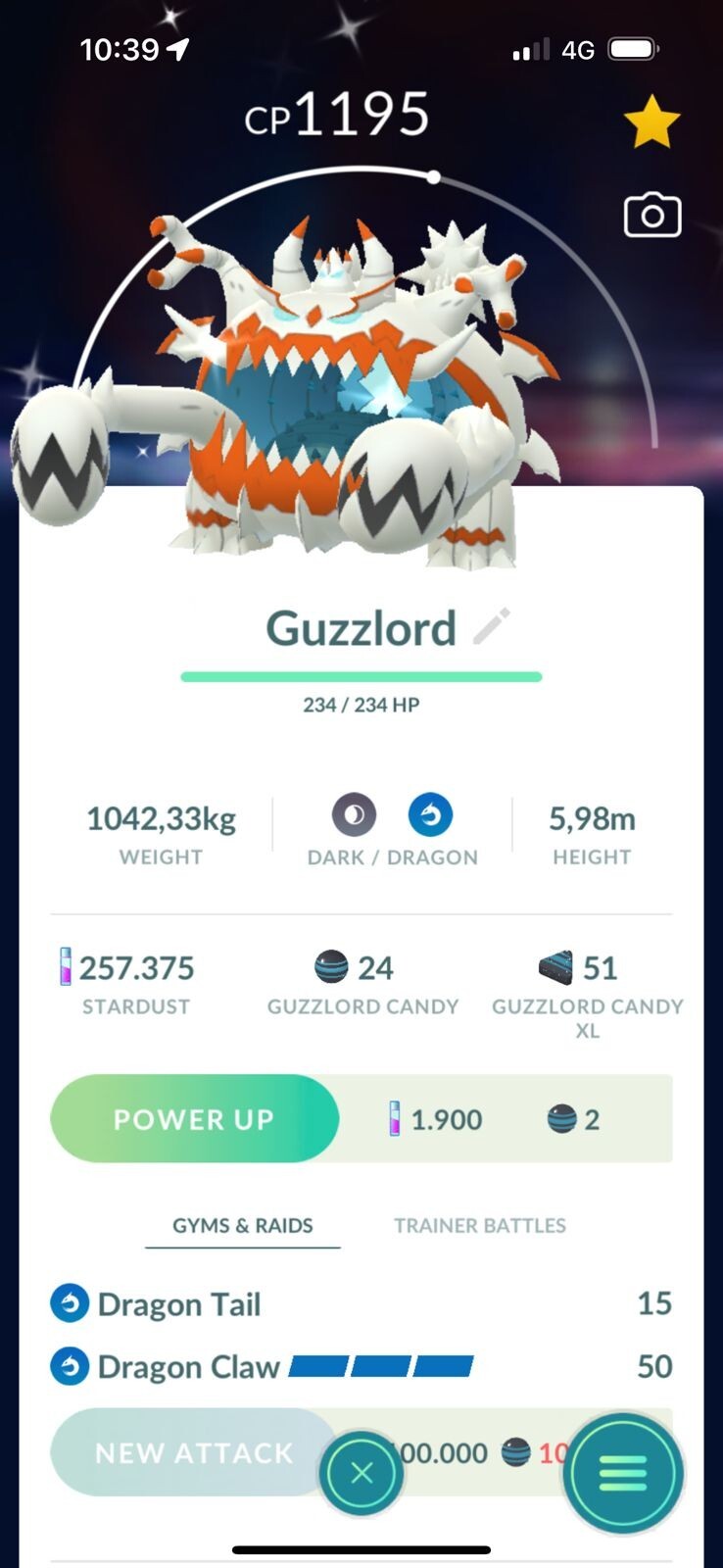 Pokemon Shiny Guzzlord IeveI15 TRADE 20k stardust