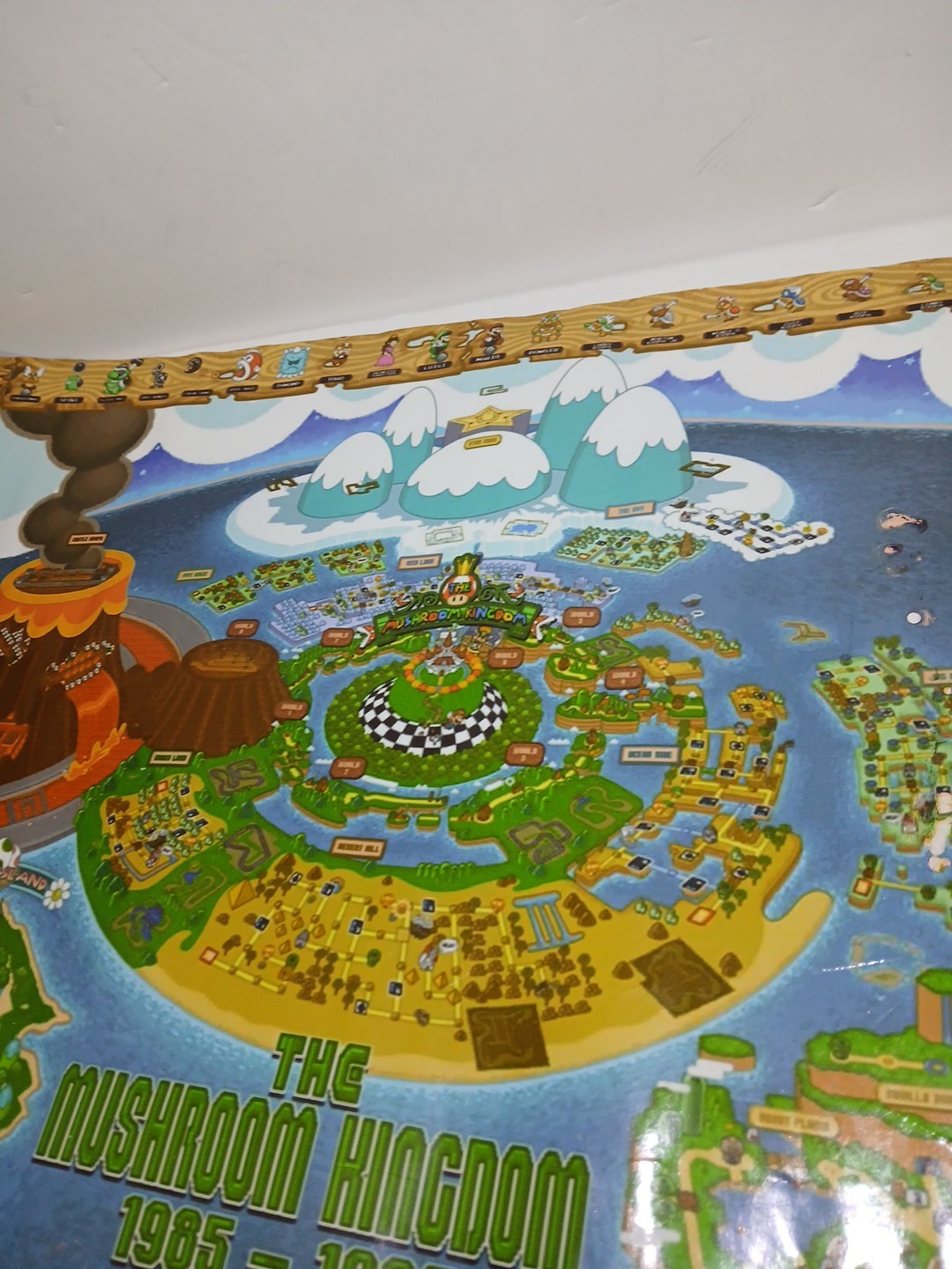 Vintage SUPER MARIO WORLD Yoshi’s Island Nintendo Map Poster 24×16 Glossy