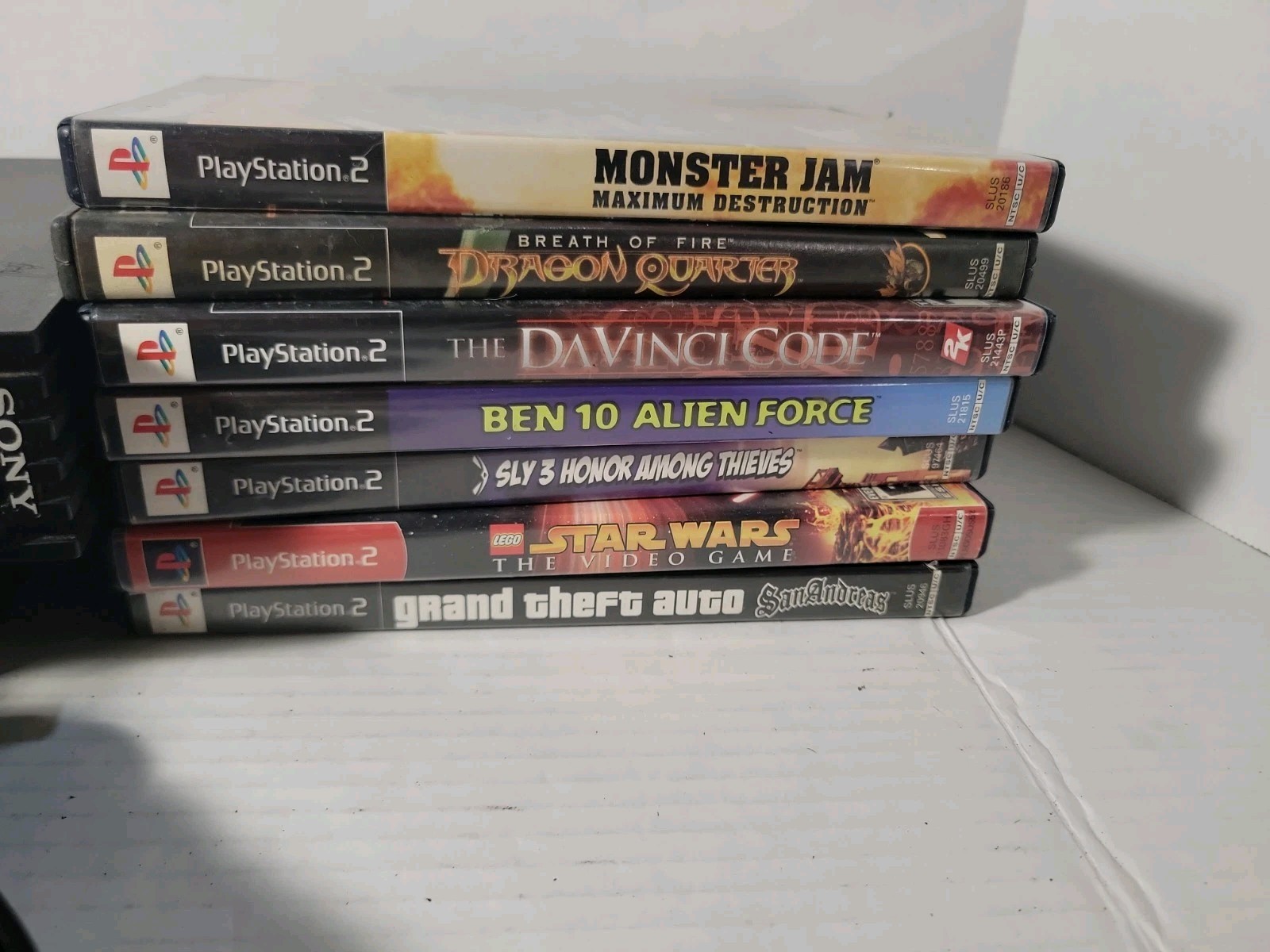 Sony PlayStation 2 Fat Console Black 2 Controlers And Games No AV Cable