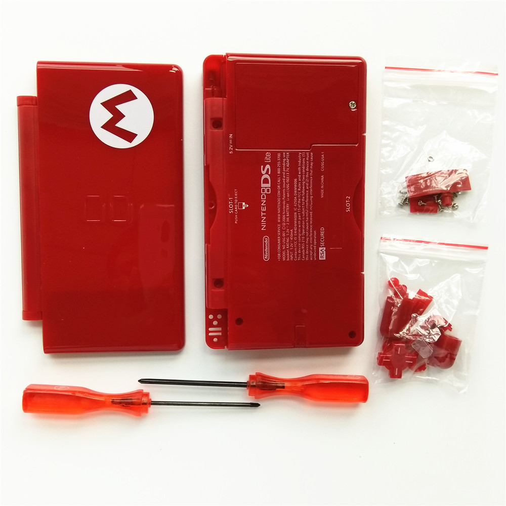 Mario Red Housing Shell Case Kit for DS Lite, NDSL DSL Casing Repair Part