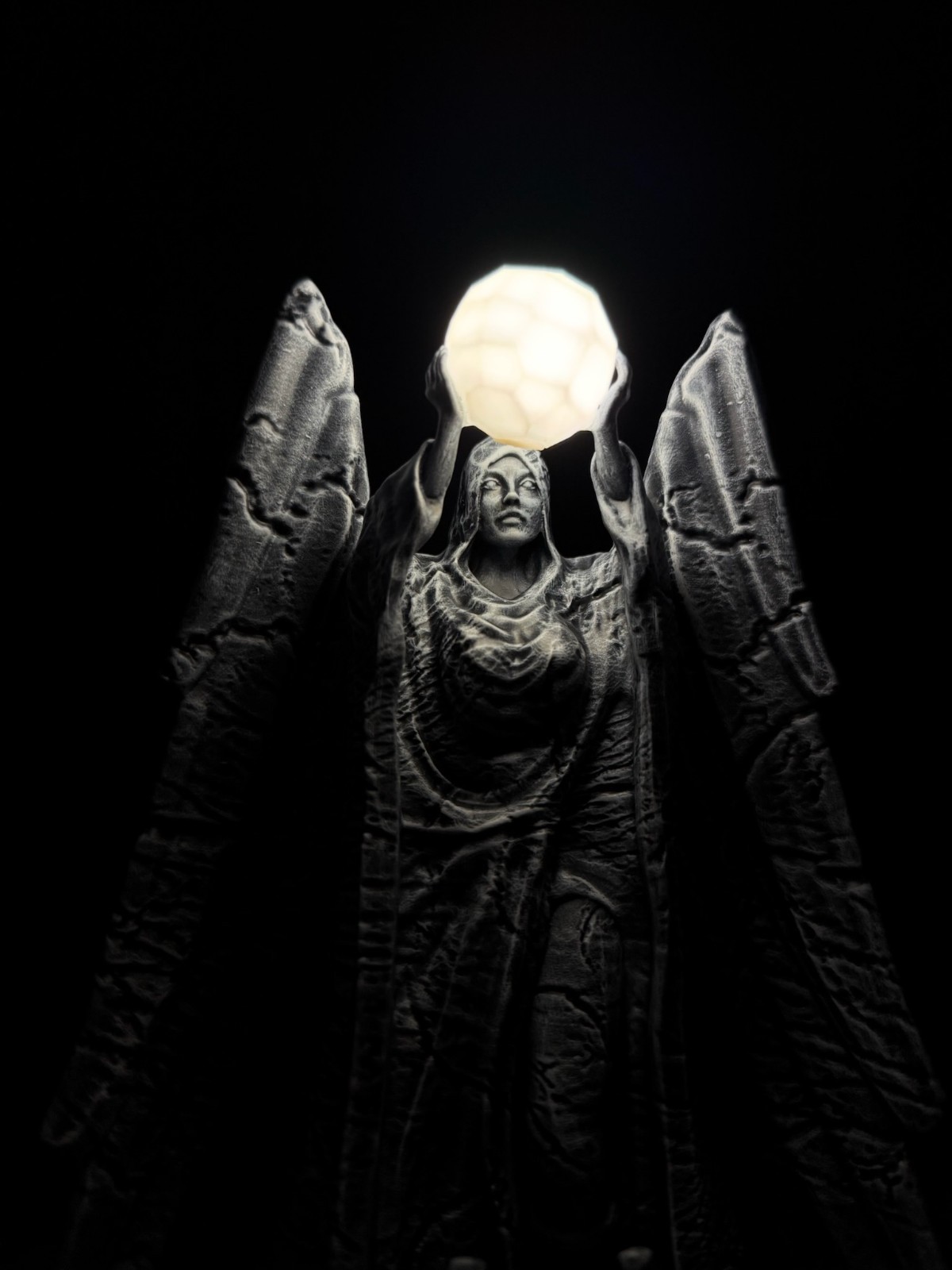 Statue of Meridia, LED Beacon of Dawn, Skyrim Inspired Glowing Figurine