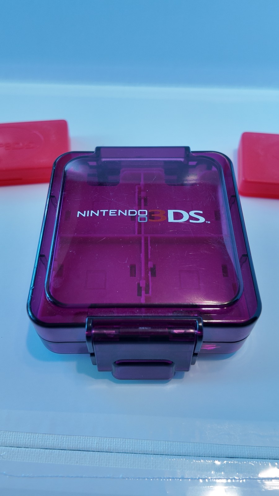 Nintendo 3DS Compact Game Cases, Clear Purple, Red Cases Holds 16 Game Cards