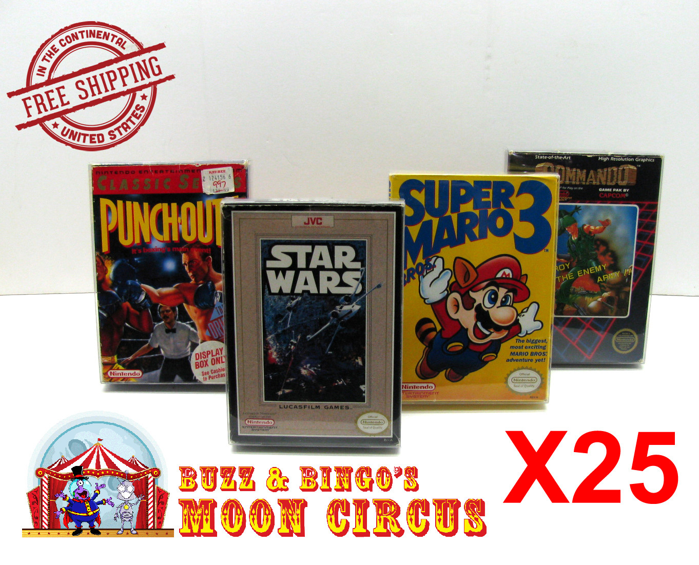 25x NINTENDO NES CIB GAME- CLEAR PLASTIC PROTECTIVE BOX PROTECTOR SLEEVE CASE