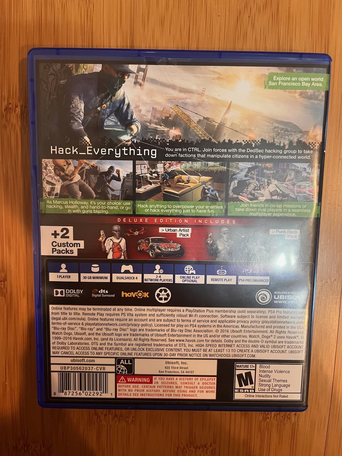 Watch Dogs 2 – Deluxe Edition – Case & Disc – Great Condition – Fully Tested
