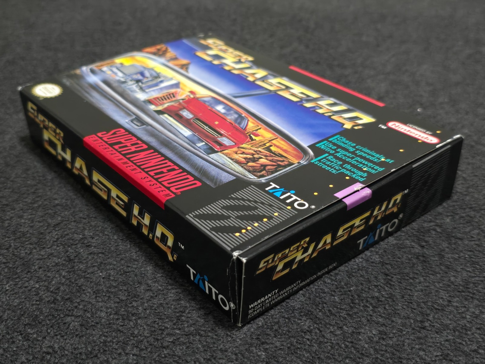 SNES Super CHASE H.Q. Complete CIB Box Game Super Nintendo Chase HQ Taito Poster