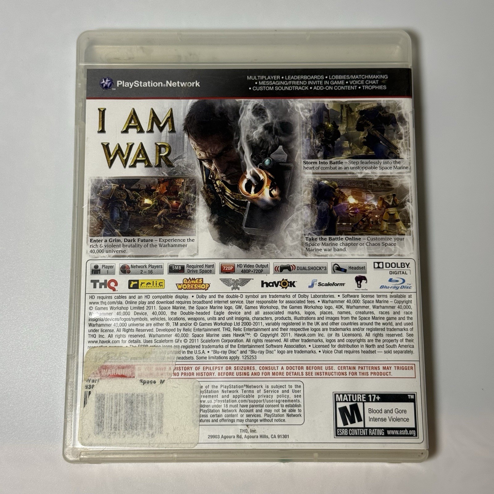 Warhammer 40000: Space Marine (Playstation 3, ps3, 2011) CIB Complete w/ Manual!