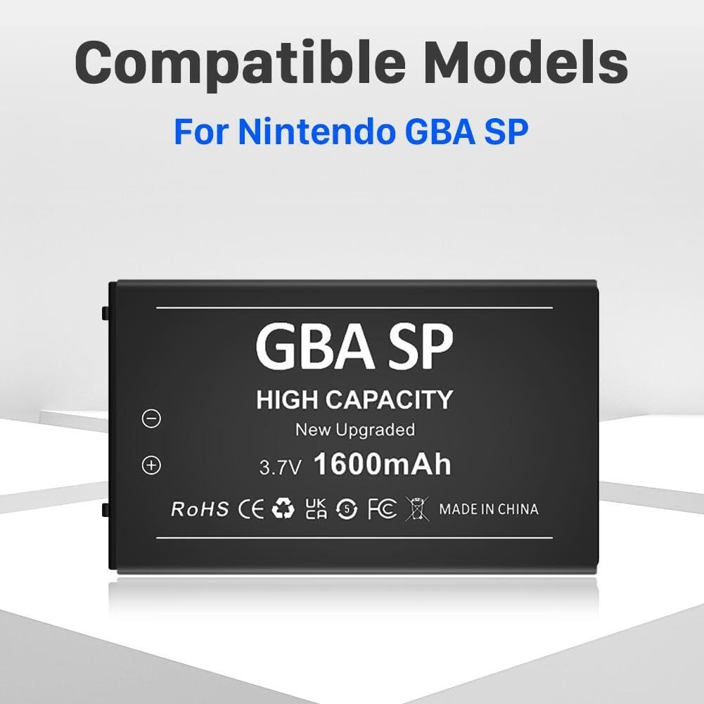 For Gameboy Advance SP Battery Rechargeable 1600mAh Nintendo GBA SP Replacement