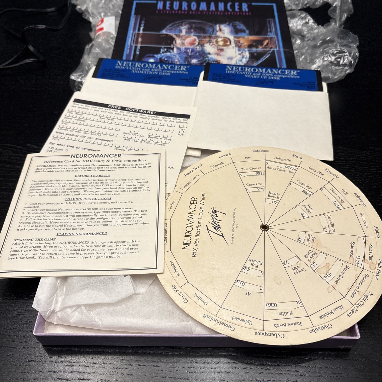 Neuromancer 1988: A Unique Cyberpunk RPGVideo Game CIB IBM / Tandy floppy Disc