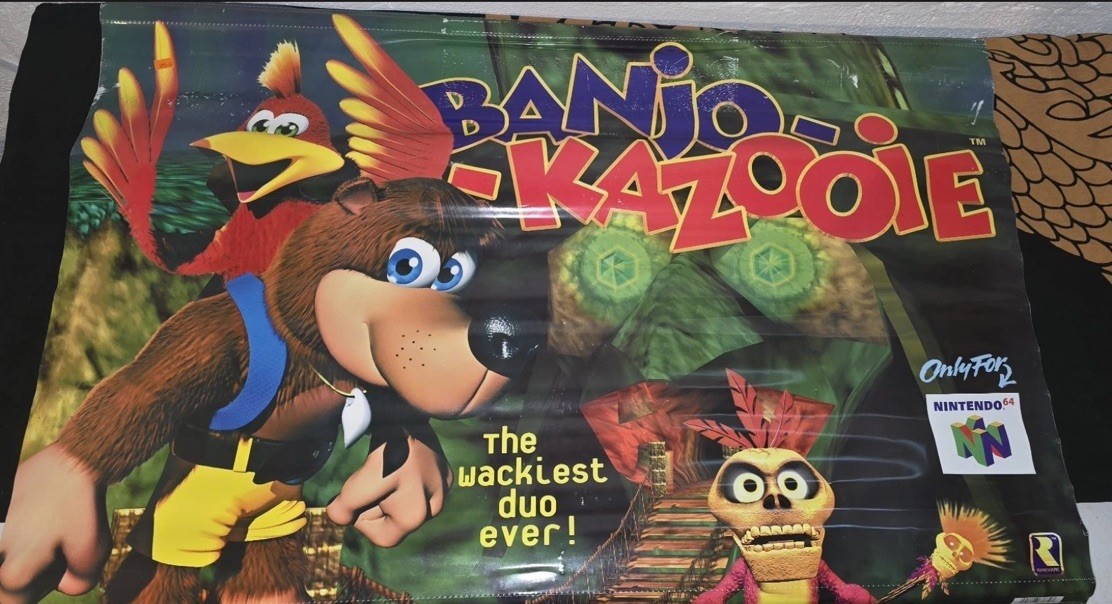 Banjo Kazooie Nintendo 64 N64 Store Banner Promo Display Standee Super Sign 1996