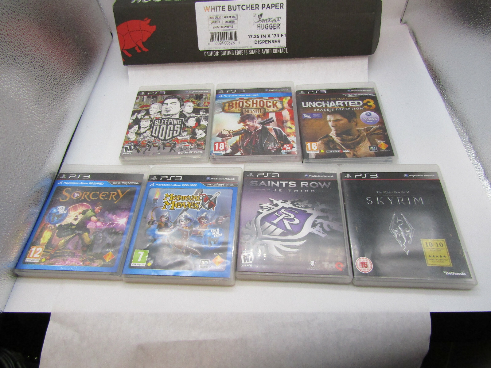 PS3 Games Lot Bundle 7 games , skyrim , Sorcery , Sleeping dogs , Bioshock Infin