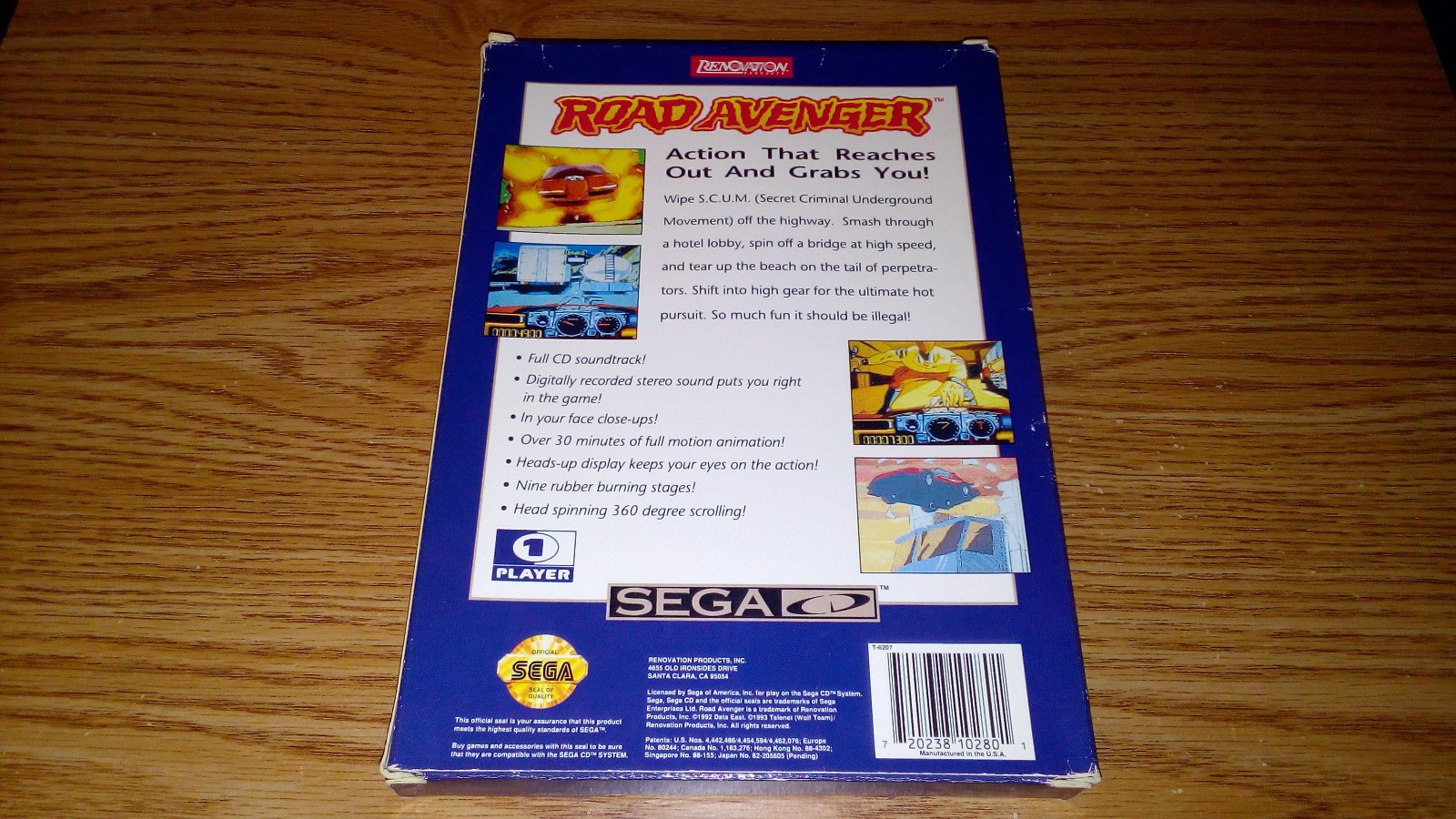 Road Avenger (Sega CD) Renovation CIB Complete W/ Original Box & Manual!