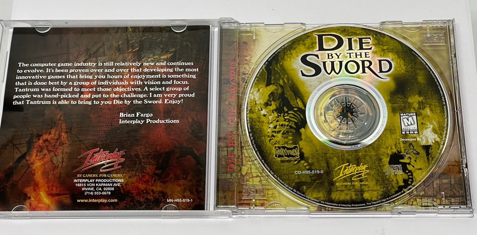 Die by the Sword Vintage IBM PC Windows Game Interplay Adventure Sword Combat
