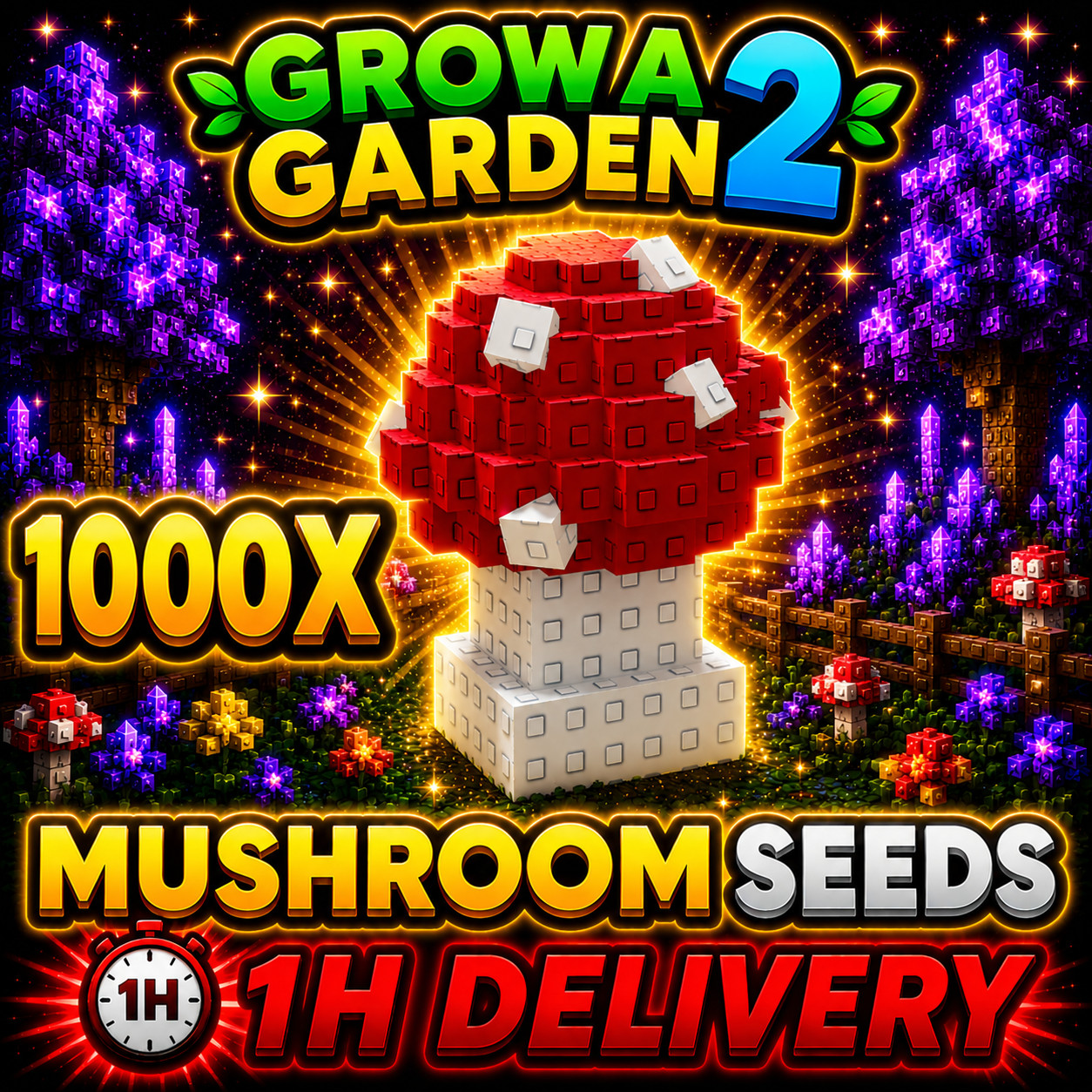 🪴Grow a Garden 2🪴 | 🍄 1000x MUSHROOM SEEDS🍄 | 🔴1 HOUR DELIVERY🔴| CHEAPEST