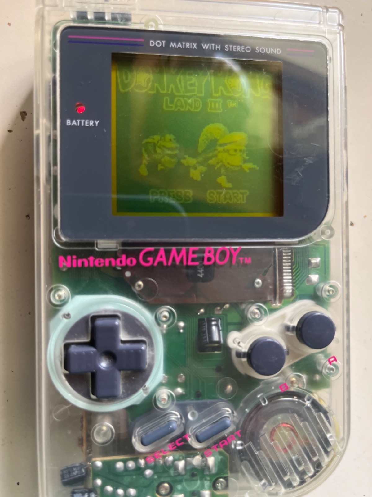 Nintendo Gameboy Original Clear Play it Loud DMG-01 Works with games