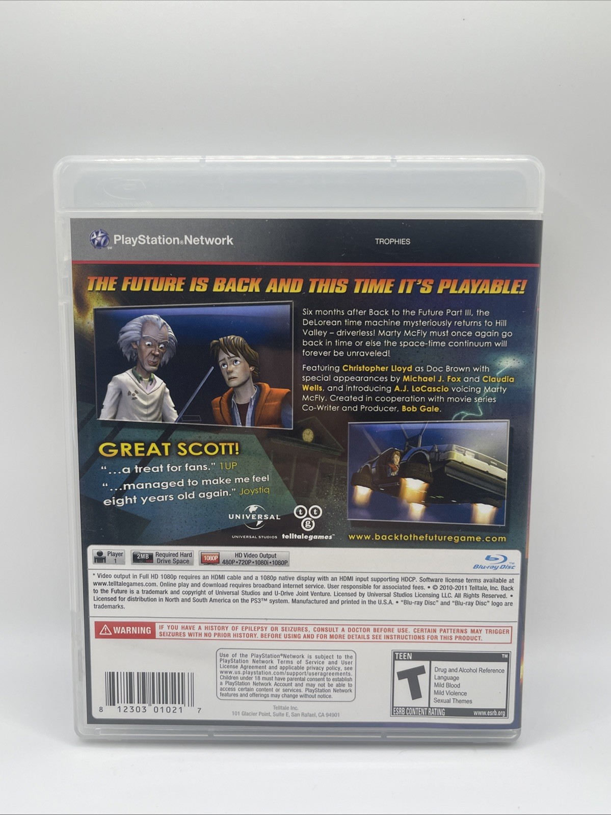 CIB Back to the Future (Sony PlayStation 3 PS3, 2011) Complete *TESTED*