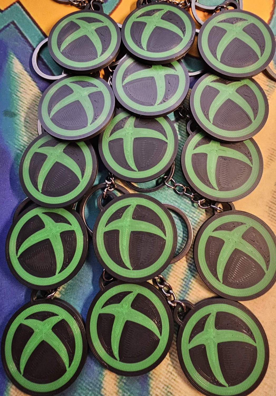3D PRINTED XBOX LOGO DOUBLE SIDED KEYCHAIN NOSTALGIA MICROSOFT FUN FOR ALL