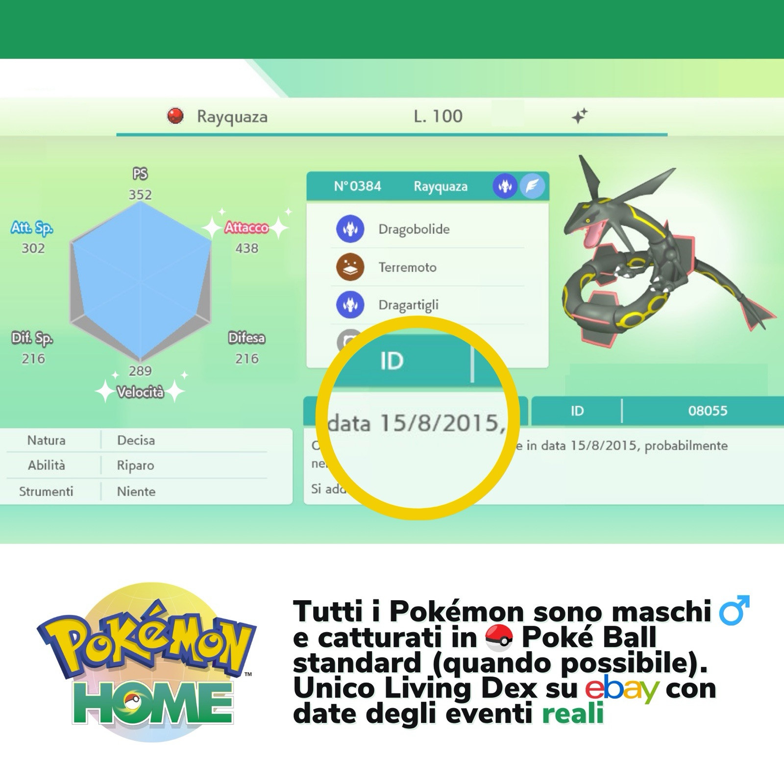Pokemon HOME Shiny Living Dex Generazoni 1-7 Bulbasaur to Zeraora Complete 6IV