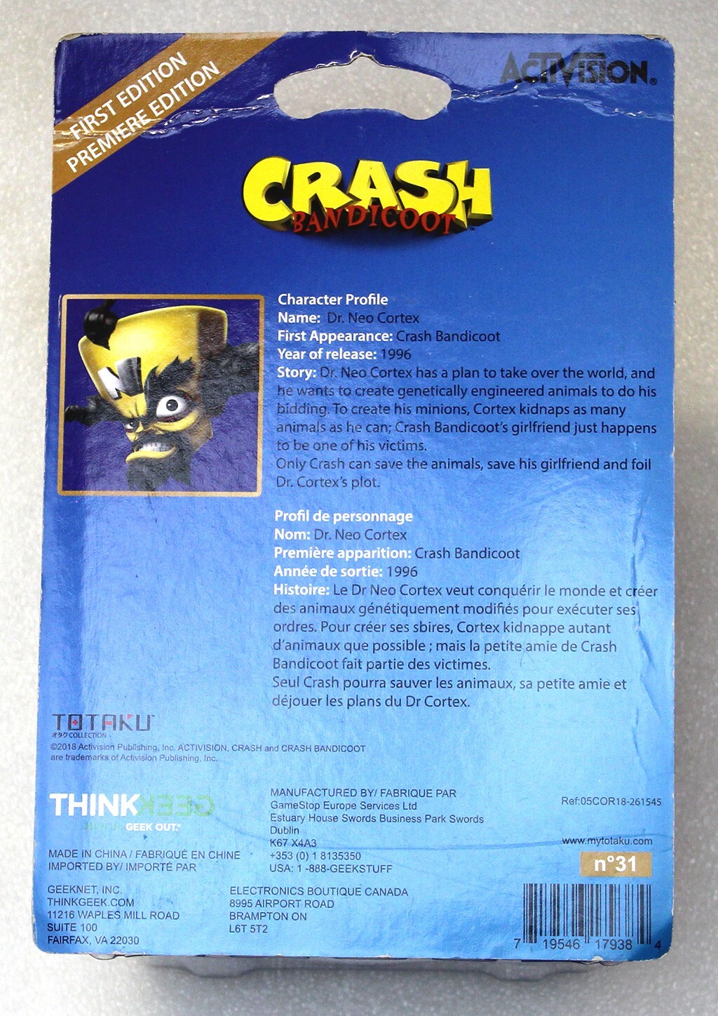 Dr. Neo Cortex 2018 Totaku Activision Game Stop Crash Bandicoot