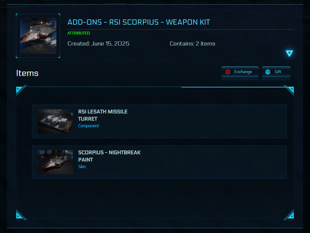 STAR CITIZEN – ADD-ONS – SCORPIUS – WEAPON KIT