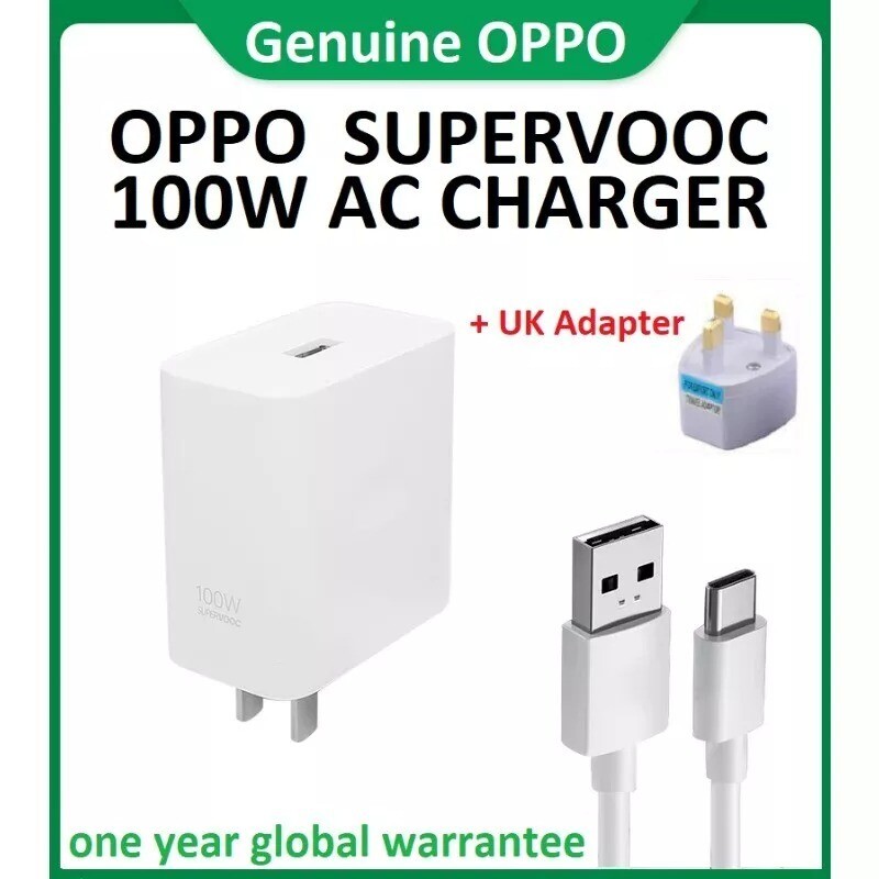 OPPO SUPERVOOC 100W Fast AC Charger + USB Cable for OnePlus Vivo Realme Mobiles