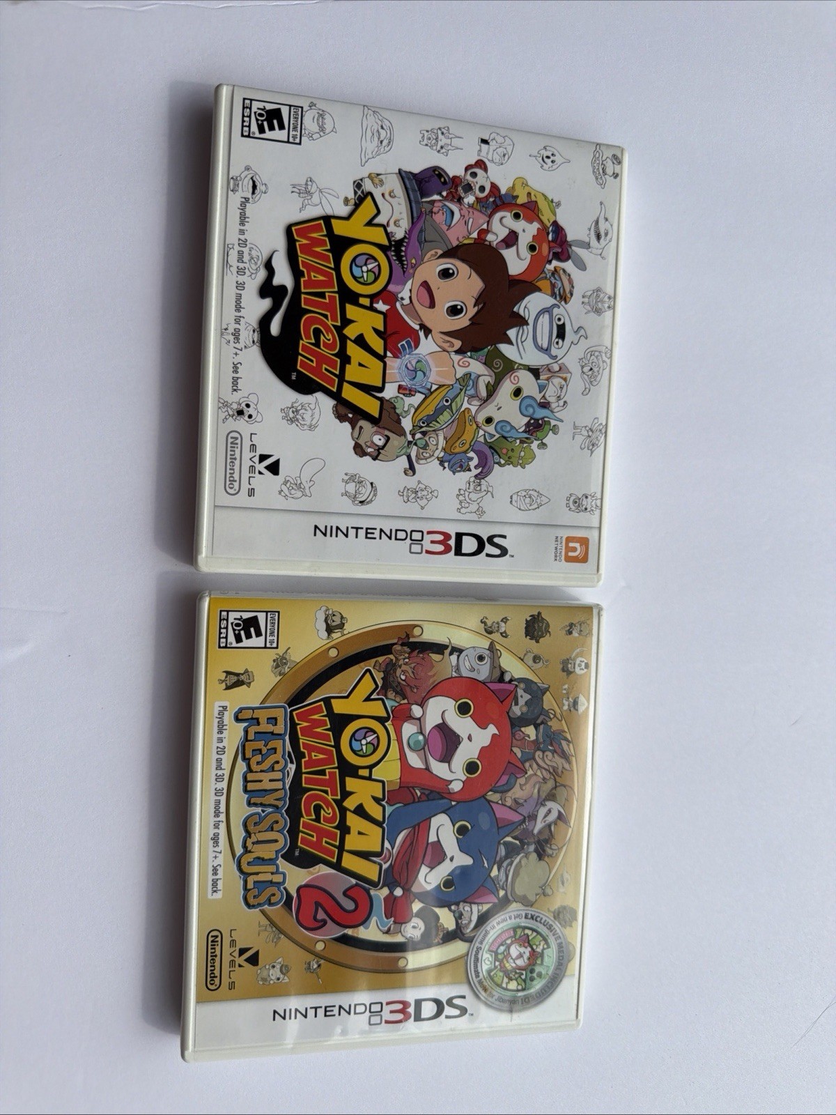 Yo-Kai Watch 1 & 2: Fleshy Souls (Nintendo 3DS, 2015-2016) 2 Games