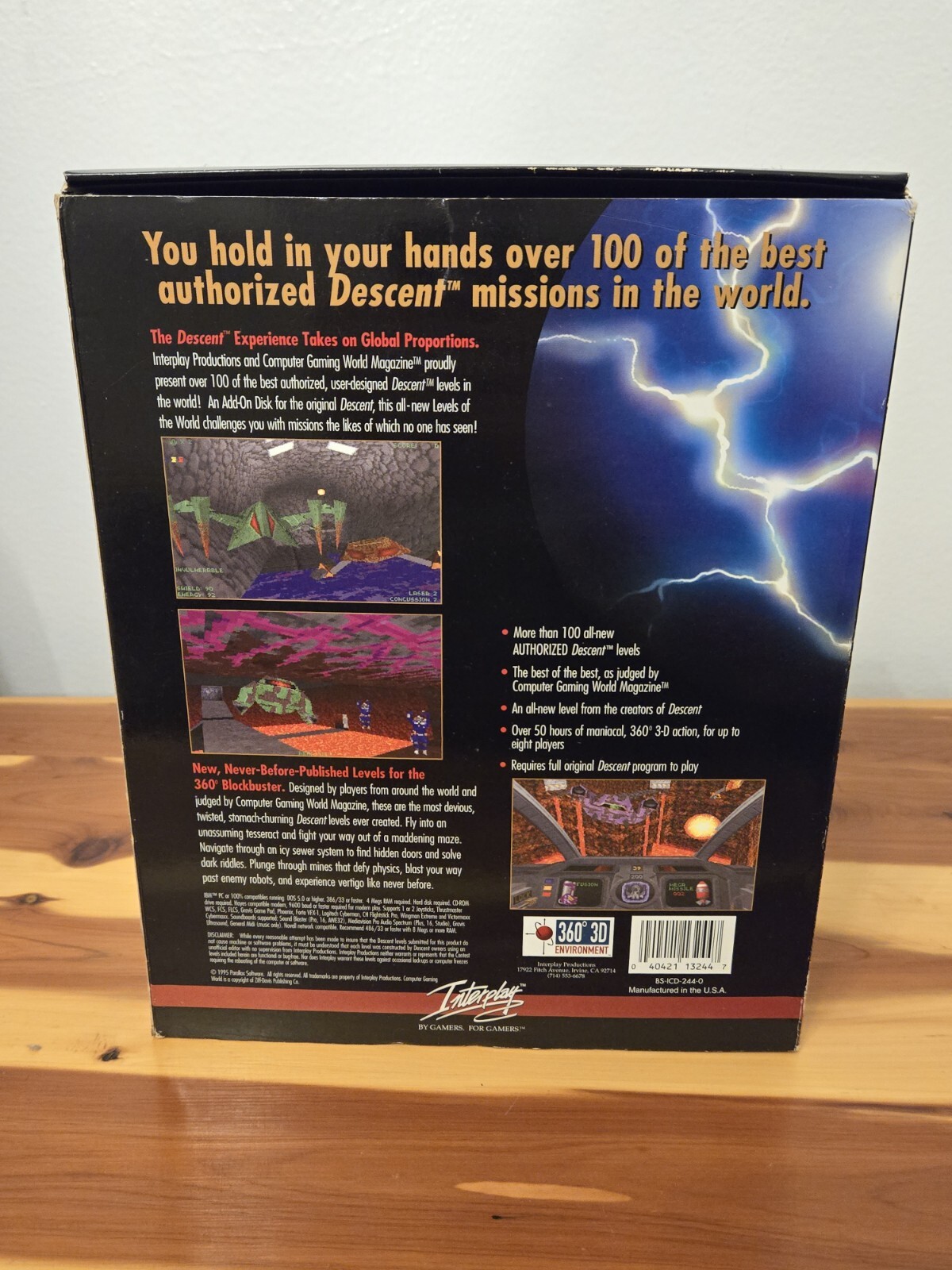 Descent Levels of the World (PC CD DOS, 1995) Big Box and CD – VINTAGE