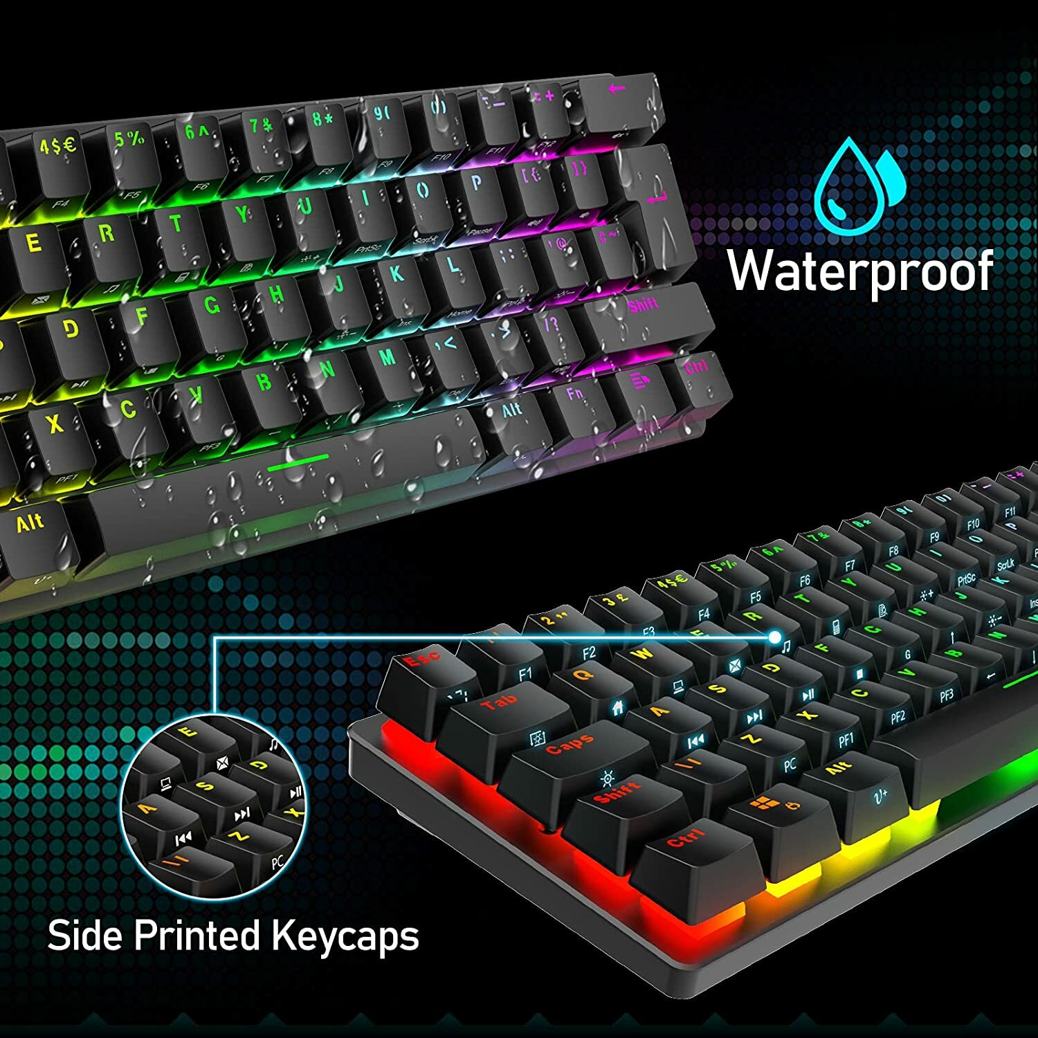 60% Wired Mechanical Gaming Keyboard Mini RGB Backlit Type-C for PC PS4 PS5 Xbox