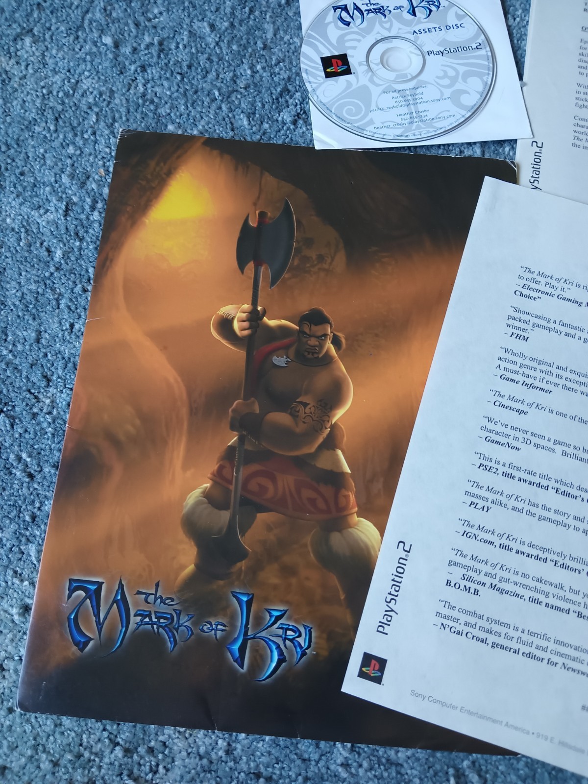 2002 PS2 The Mark of Kri Press Folder – Assets DISC TESTED Q&A with Jay Beard