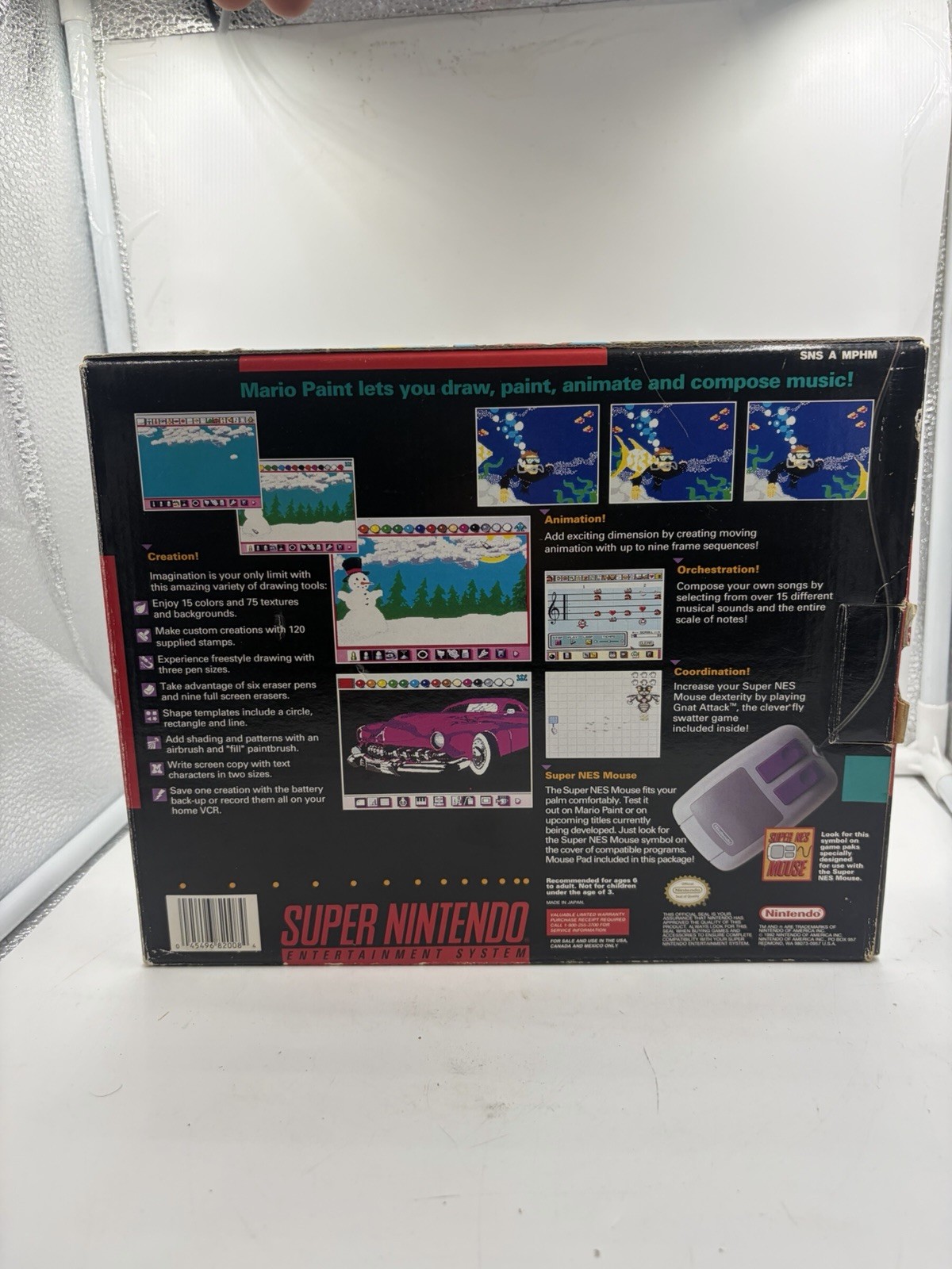 Vintage Original Authentic 1992 Super Nintendo SNES Mario Paint Box Foam Inserts