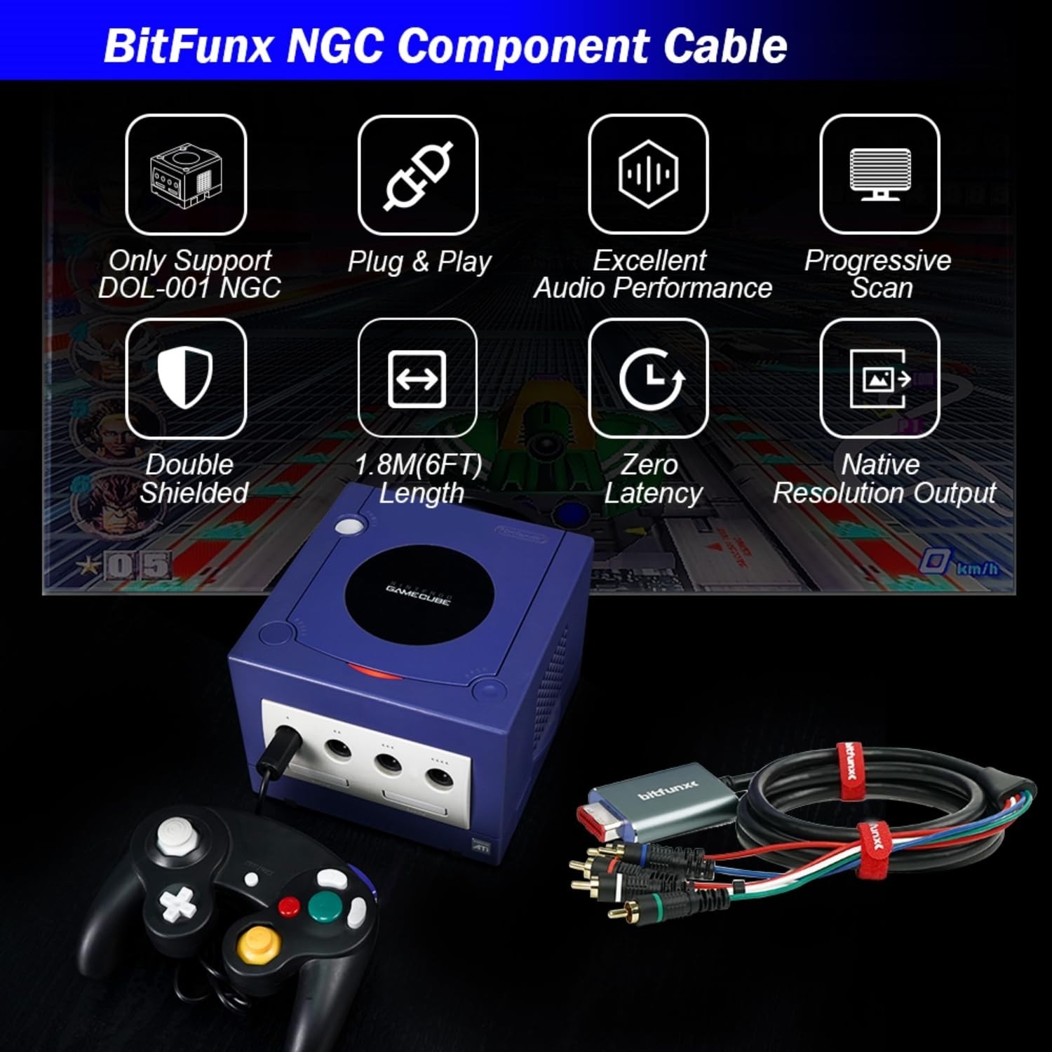 Game cube Component Cable Adapter – Supports RGBS/VGA to Component Video (3RCA)