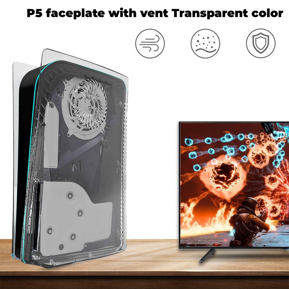 Cooling Vent Transparent Plate ABS Protective Faceplate for PS5 Disc Edition