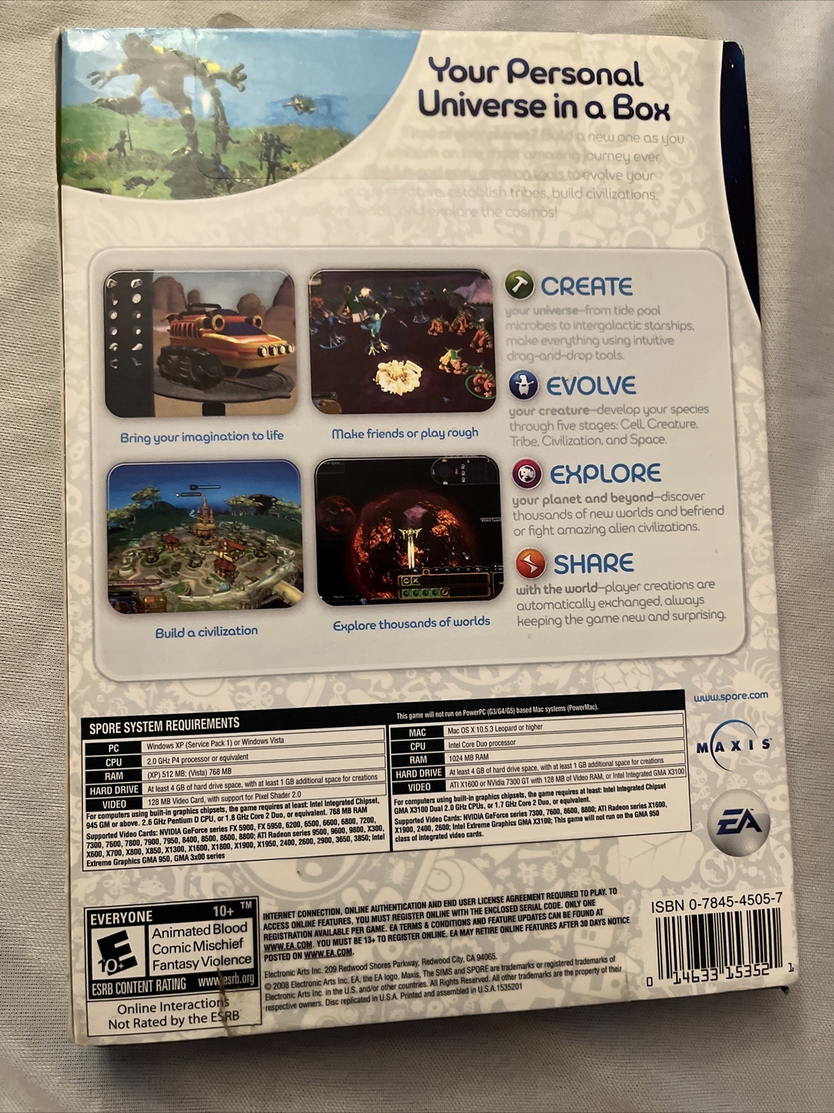 Spore – Game (Windows/Mac, 2008) Excellent Condition 📀