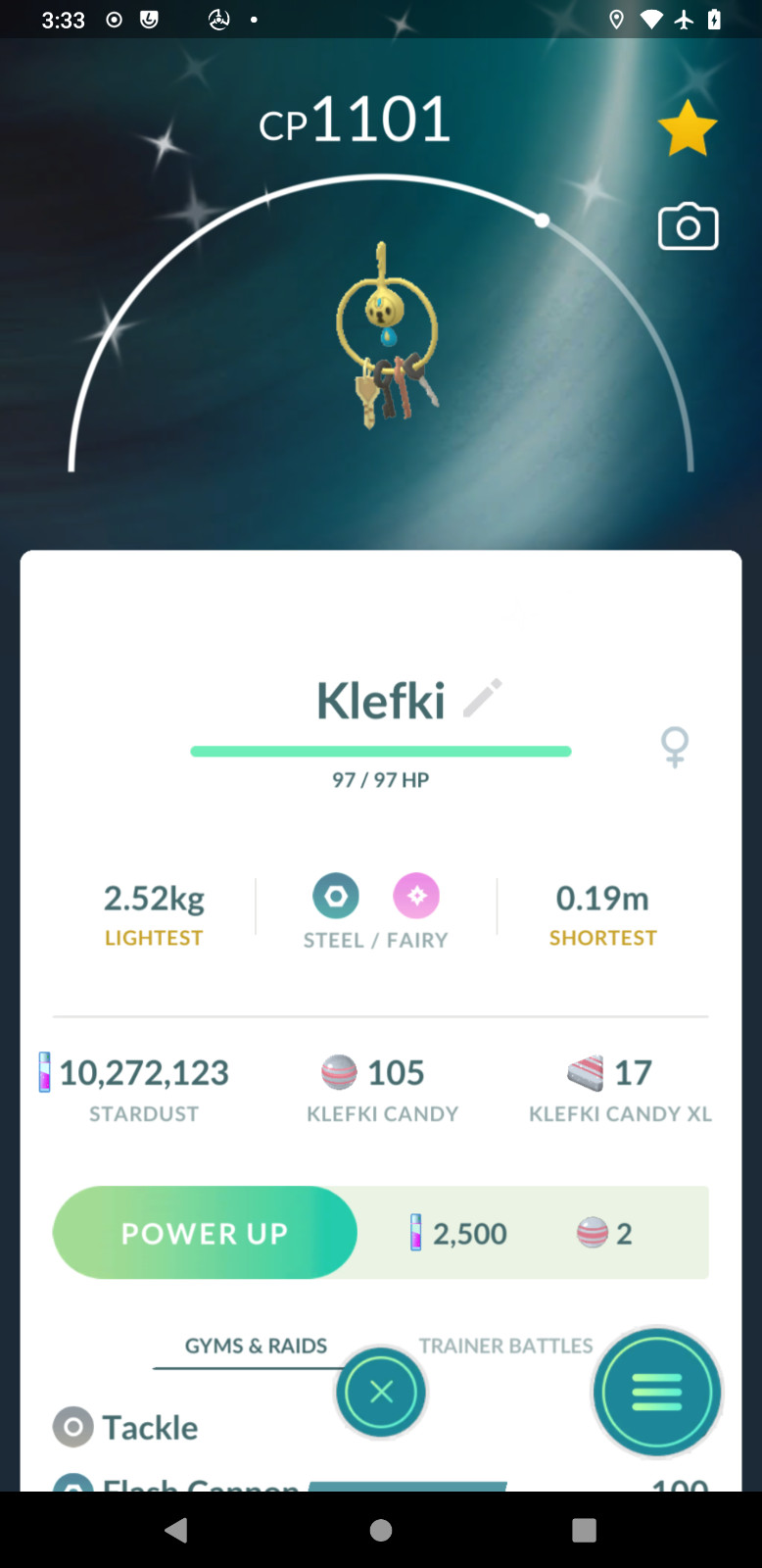 Shiny Klefki, Hawlucha, Honedge | Tr-de 1M – 20k stardust