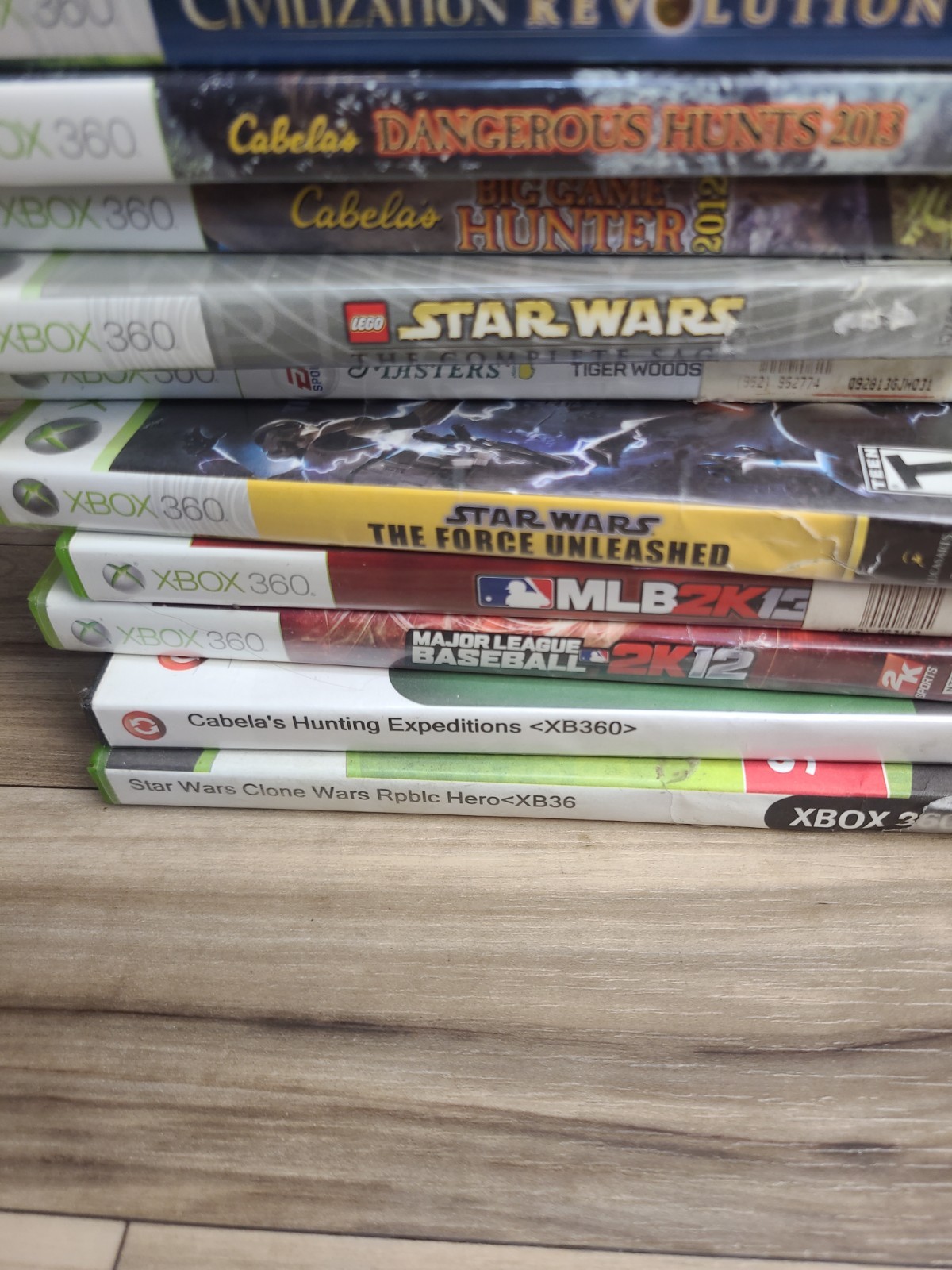 Lot If 10 Xbox 360 Games Civilization Revolution Stat Wars Cabelas Masters