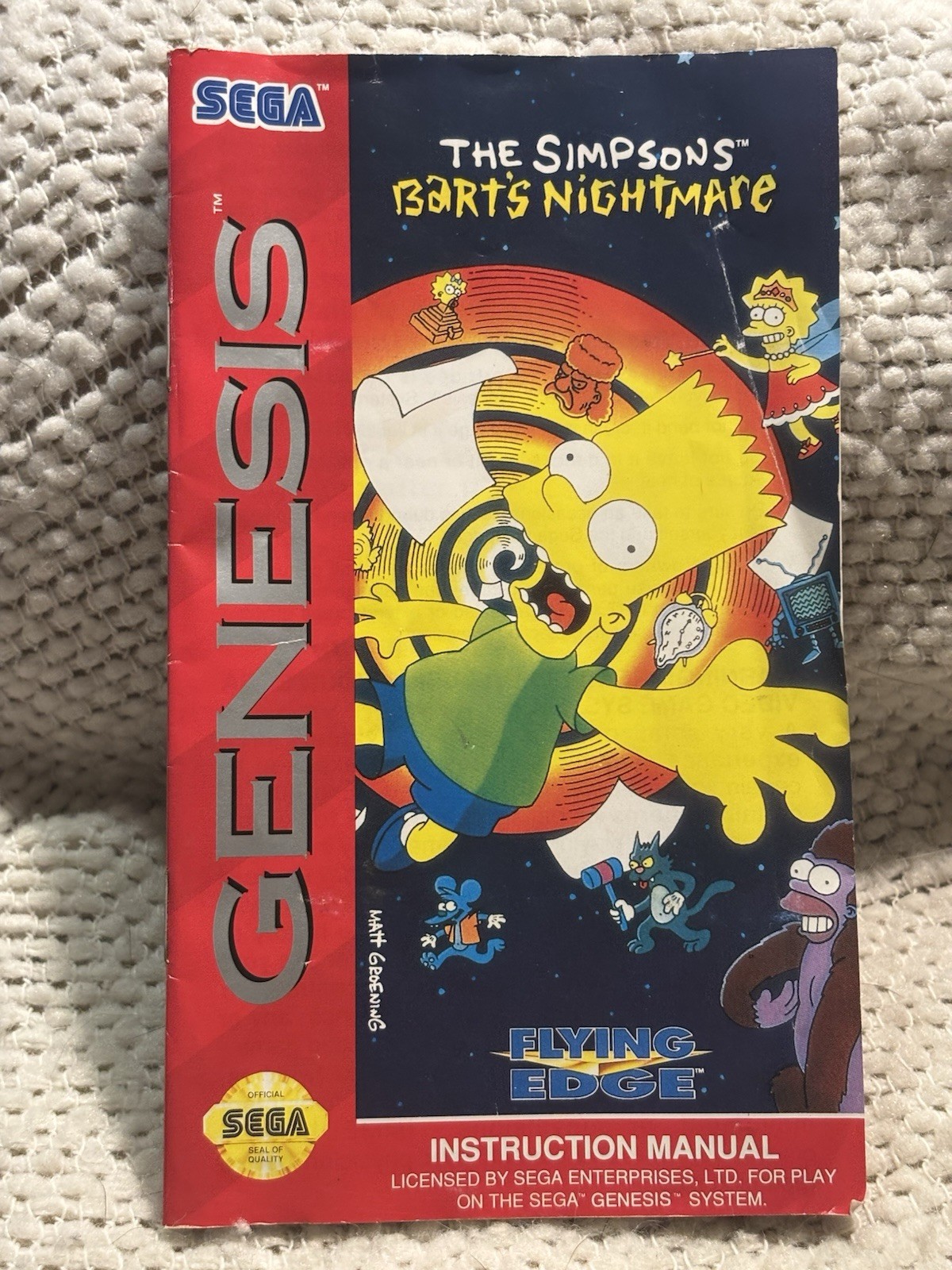 The Simpsons: Bart’s Nightmare (Sega Genesis, 1993) Game, Case, Manual