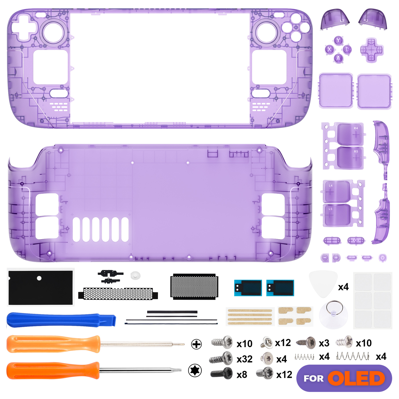 Replacement Full Set Housing Shell Case w/Buttons for Steam Deck OLED Console