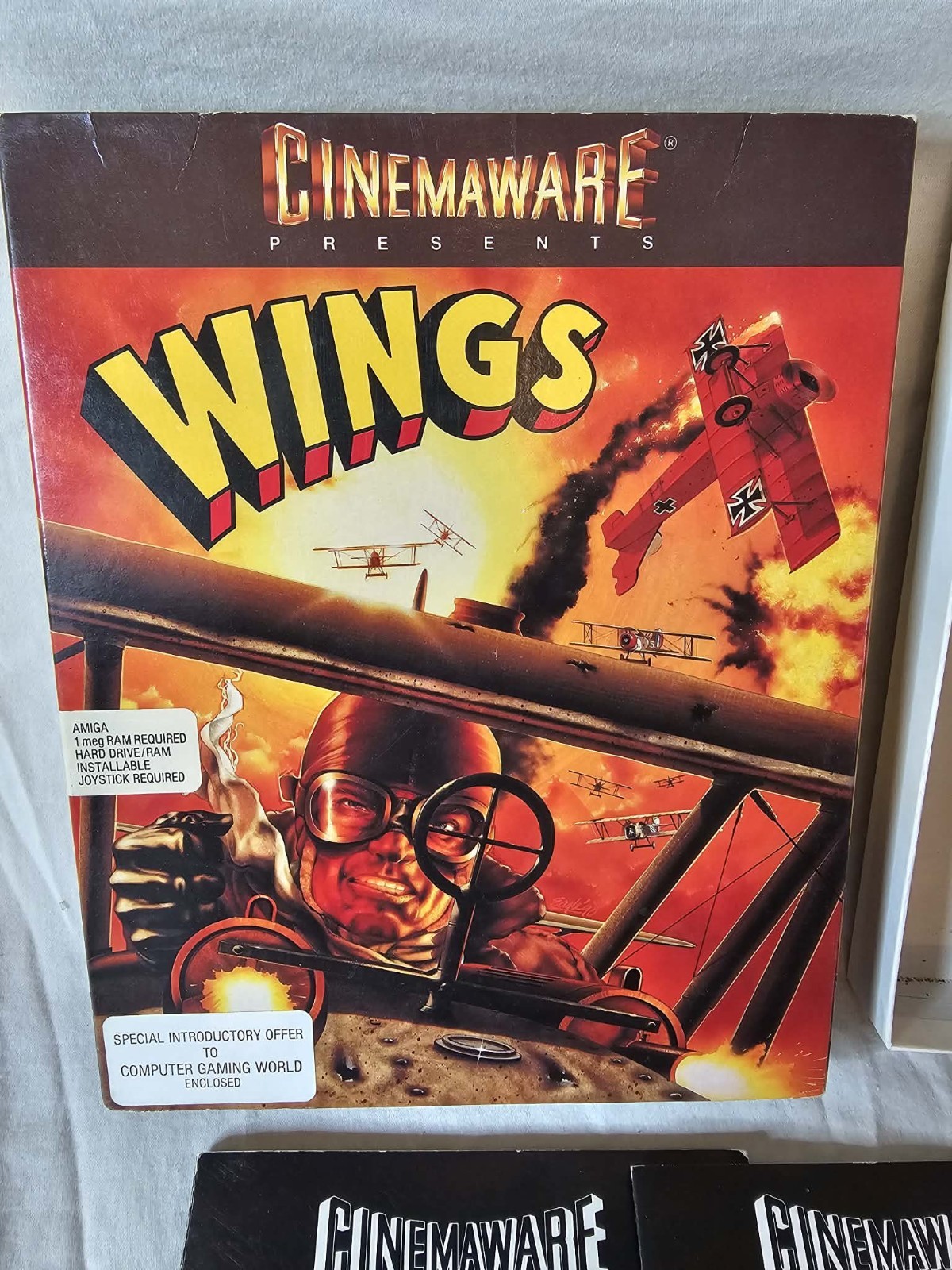 Vintage Cinemaware Wings Video Game Commodore AMIGA WWI Flight Sim 1990 Complete
