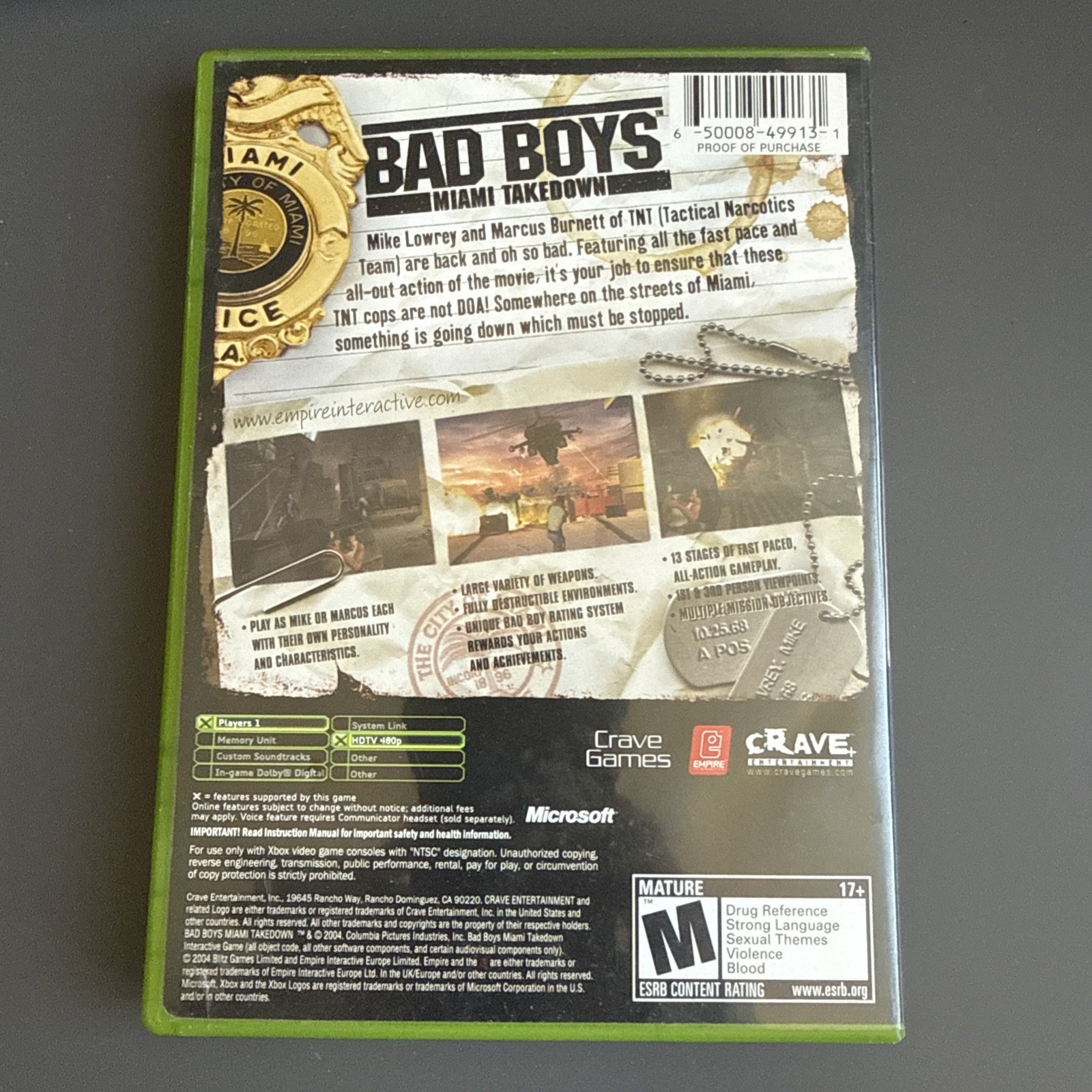Bad Boys: Miami Takedown Game (Microsoft Xbox, 2004) Complete with Manual CIB