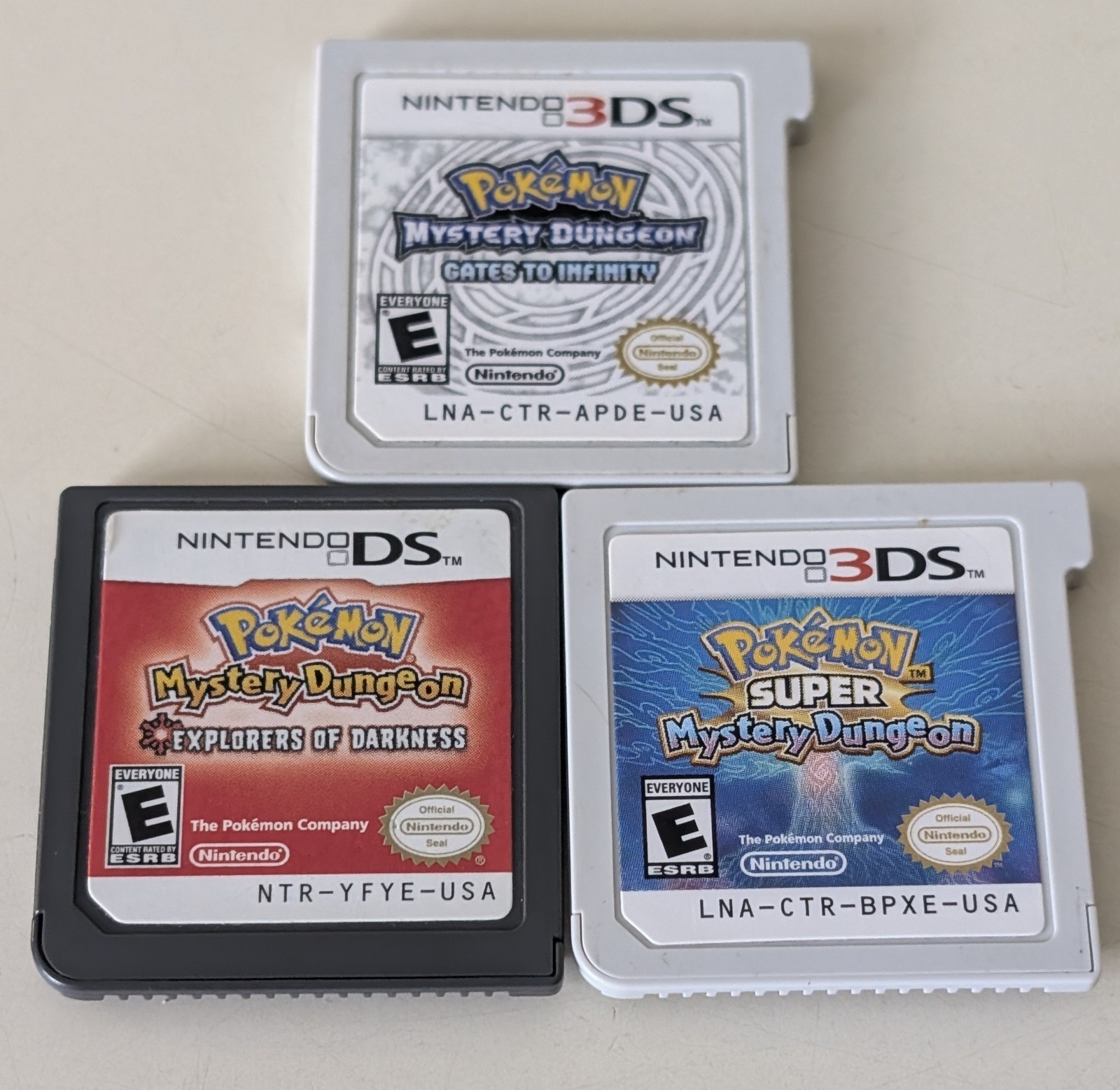 Lot of 3 Authentic Nintendo DS/3DS Pokémon Mystery Dungeon Game Carts Tested