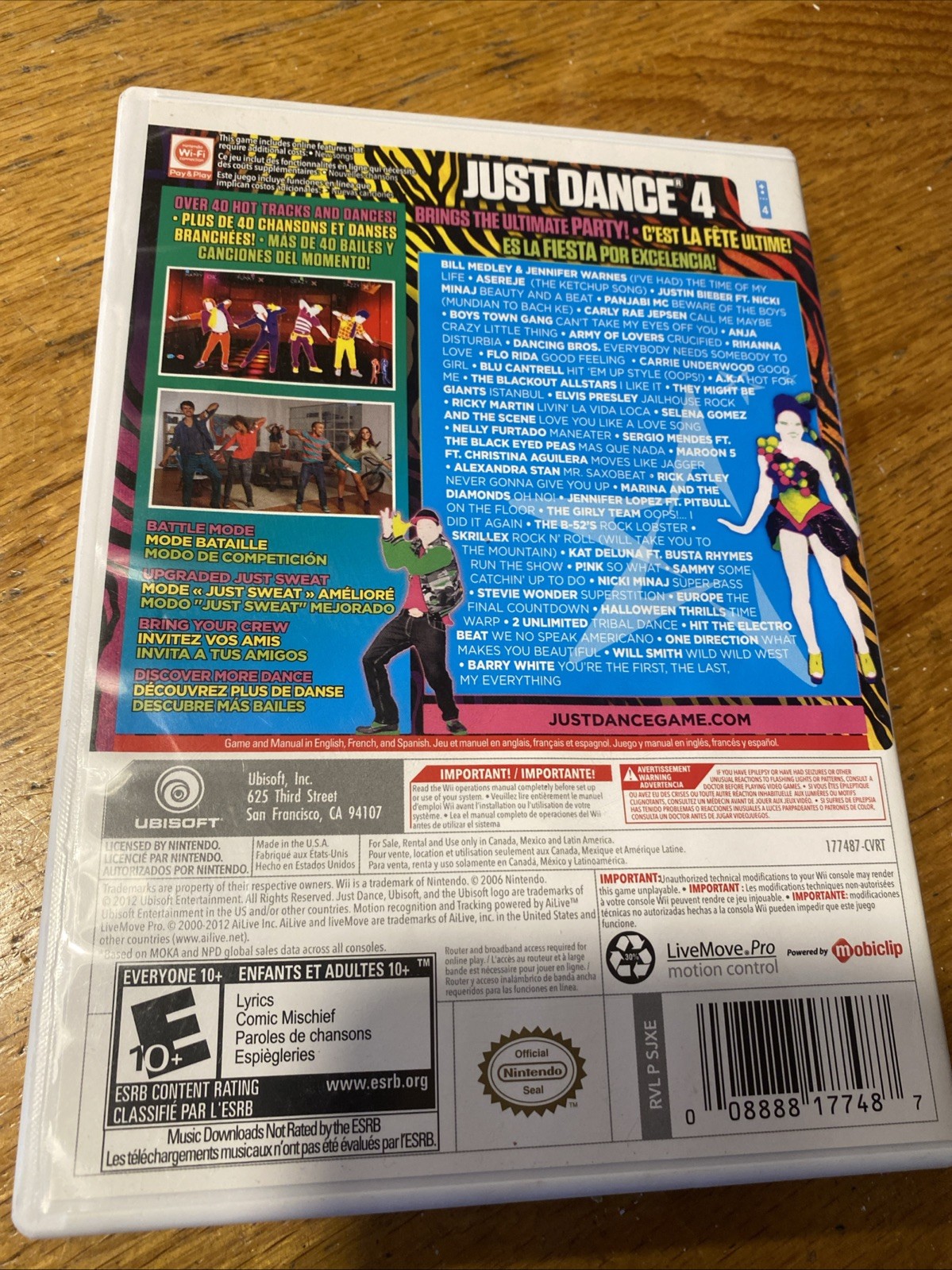 Just Dance 4 (Nintendo Wii, 2012) Case And Manual Only