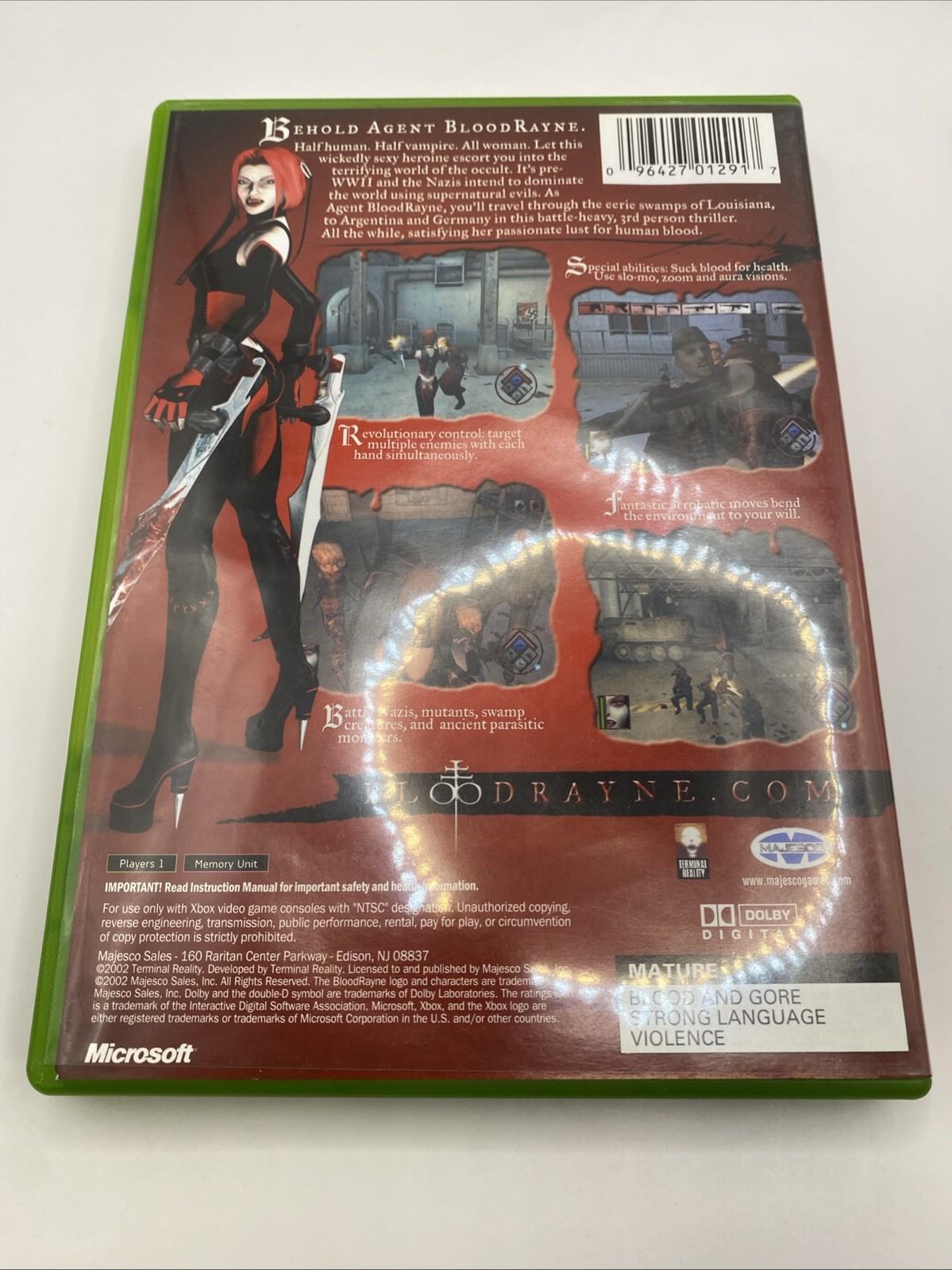 BloodRayne (Microsoft Xbox, 2002, Majesco) Complete Manual Tested Working