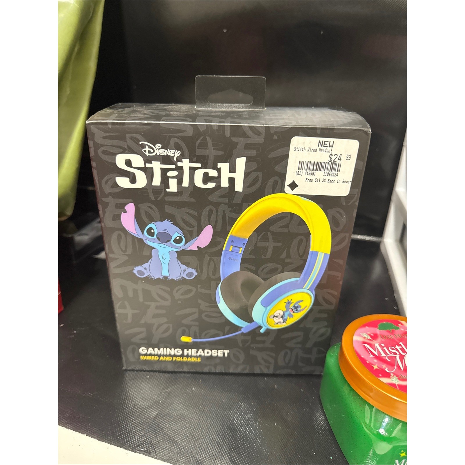 Disney Stitch Gaming Headset Wired and Foldable Blue Yellow Microphone NEW
