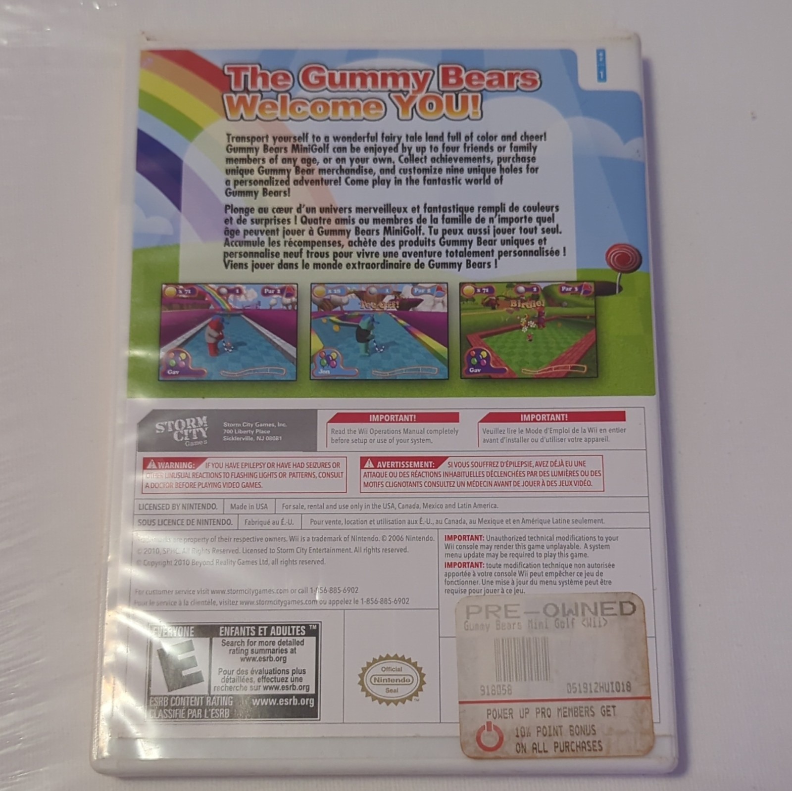 Storm City Games Gummy Bears Minigolf Nintendo Wii Manual Included E NTSC-U/C