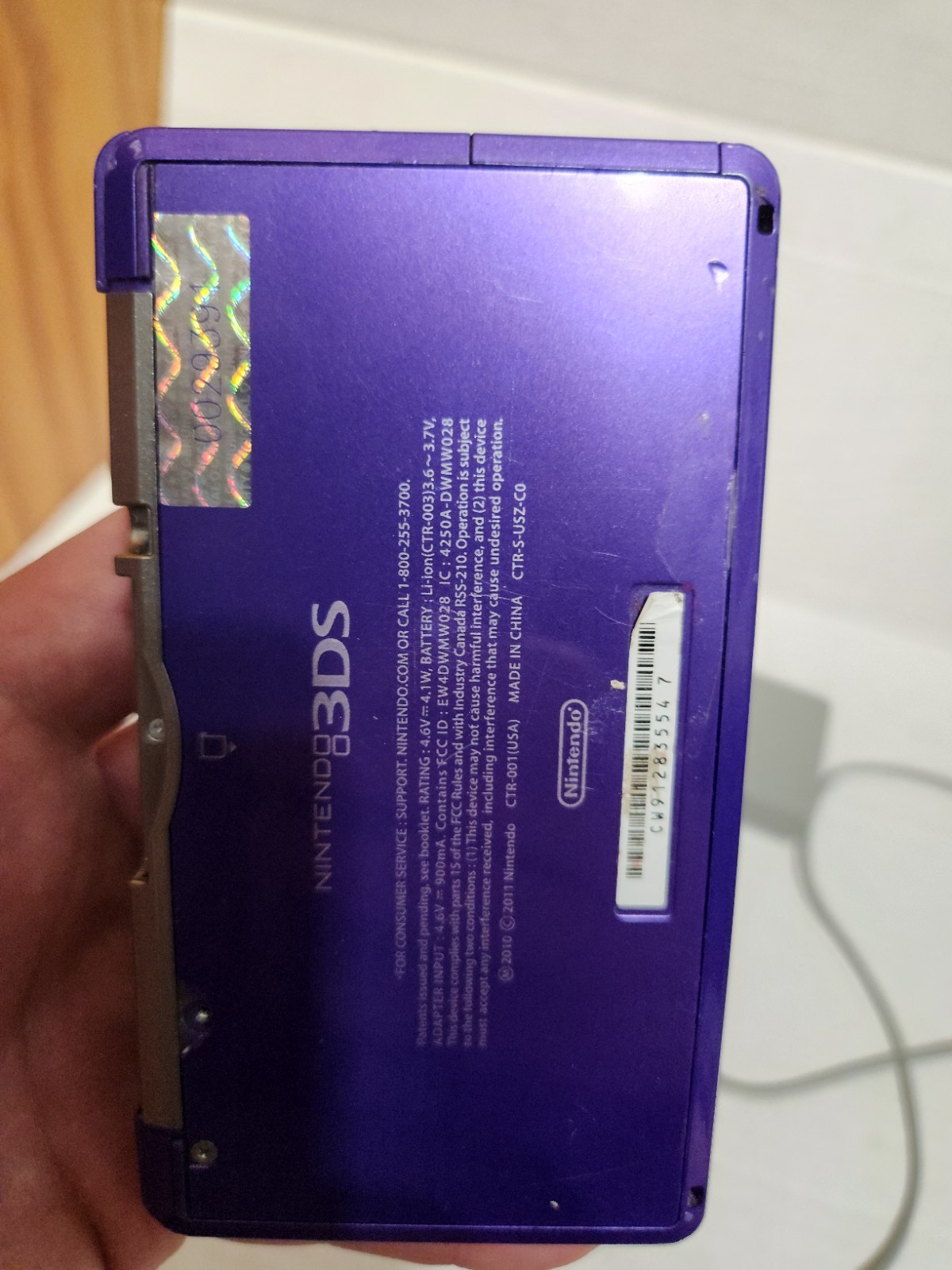 Nintendo 3DS Midnight Purple System CTR-001 Tested Working w/ Charger No Stylus