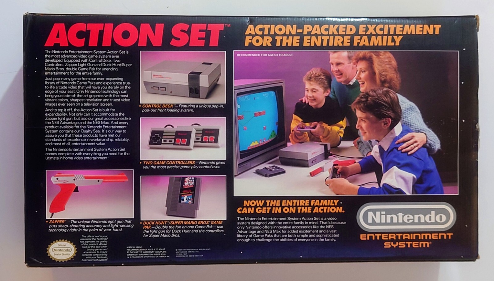 1989 oval seal Action Set complete in box original Nintendo NES Near Mint