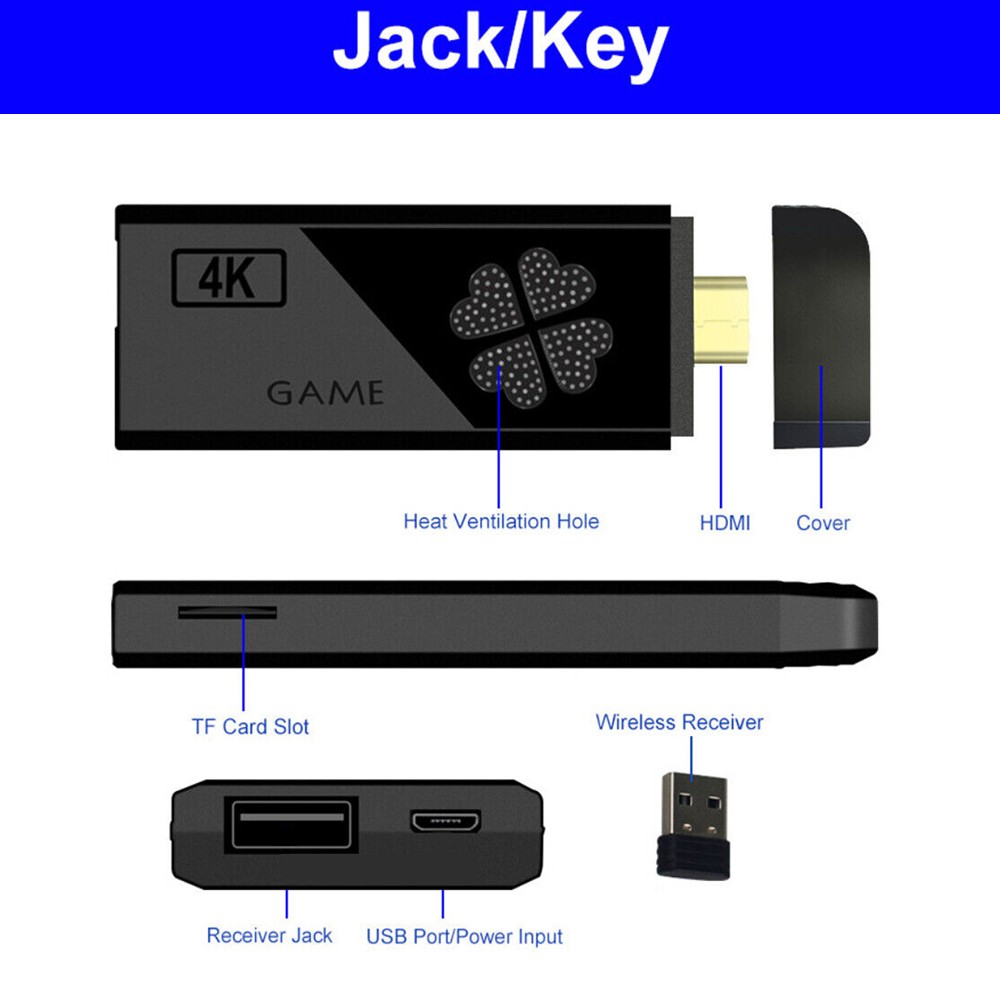 X2 Game Stick Retro Game Console 4K HD Wireless Controller 64G 20000 Games AAM